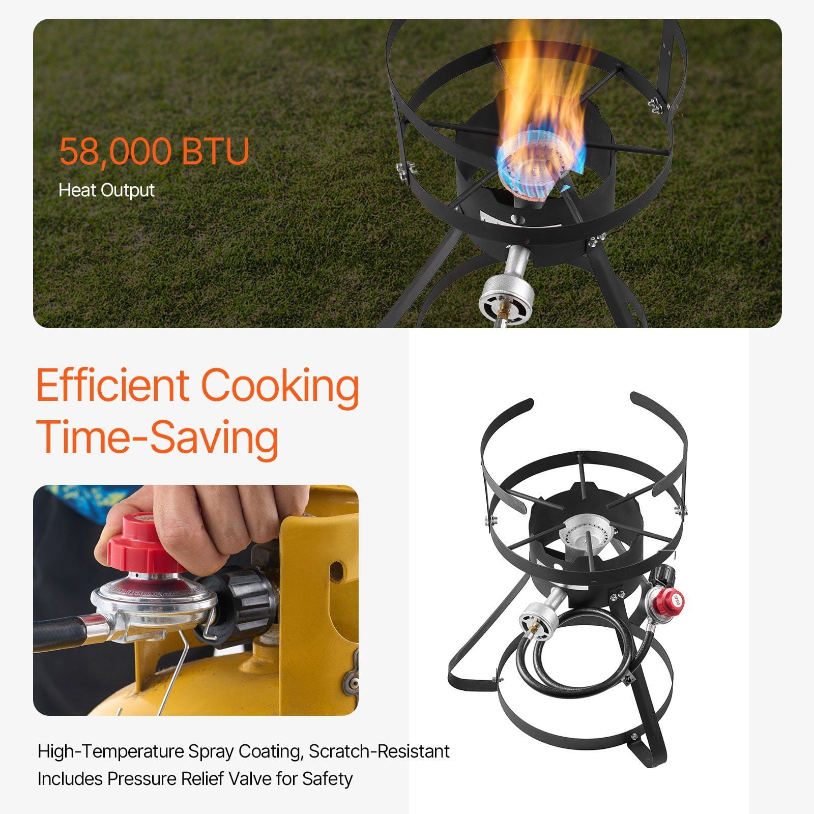 BENGPAOBA Outdoor Propane Fish and Wing Fryer Kit with Thermometer, Strainer Basket, and 54000 BTU Burner (10 Quart) bk02i