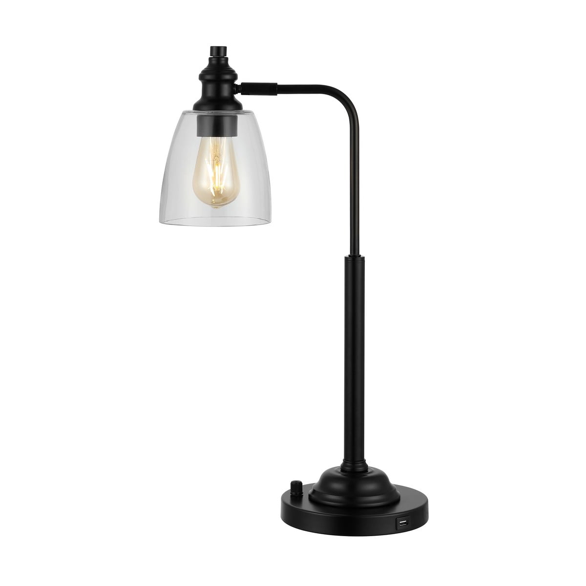 Safavieh Rino Mid-Century Iron Table Lamp with LED Bulb (Black, 23 in) jw79u