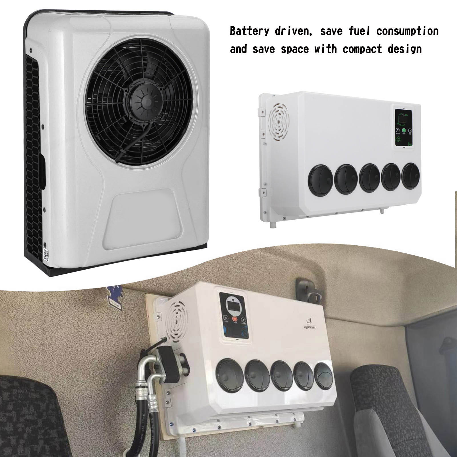 Mad Hornets 12V 12000 BTU Split Air Conditioner System for Semi Trucks RVs and Caravans (12000 BTU) 5pfdl