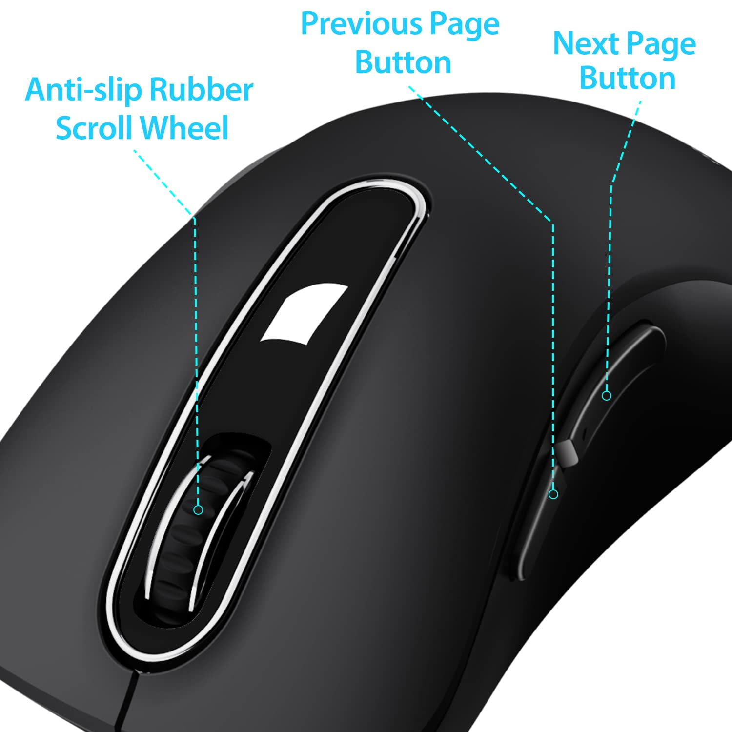 Memzuoix Wireless Mouse for Laptop, 5-Button Ergonomic Optical Computer Mouse with USB Receiver (Black, 1400 DPI) zmusf
