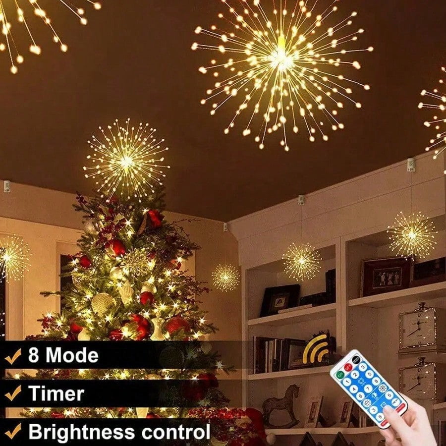 Generic Solar Hanging Firework Lights 480 LED Outdoor Starburst Sphere Fairy Lights (White, 4 Pack) 5l1nn