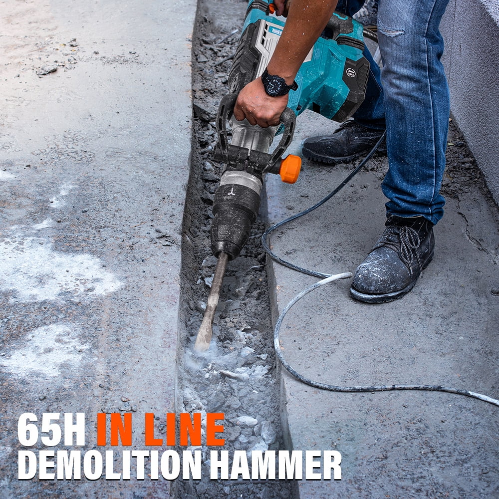 BERSERKER 1700W SDS-Max Demolition Jack Hammer, 14-Amp Electric Chipping Hammer with Case (Silver, 25 lb) jcjfn