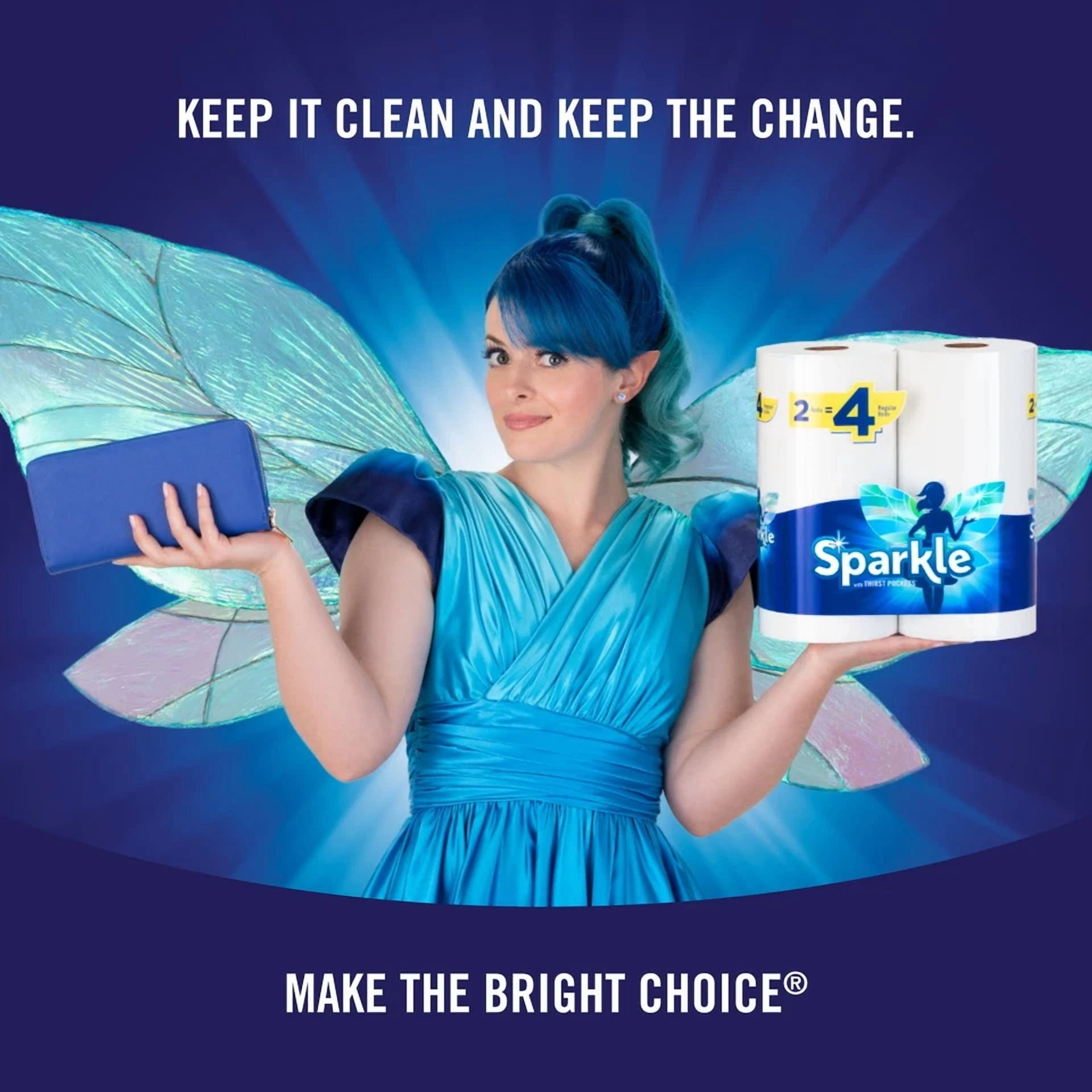 RUGED Sparkle Tear-A-Square Paper Towels, Absorbent Cleaning Sheets (White, 6 Triple Rolls) eqmmb