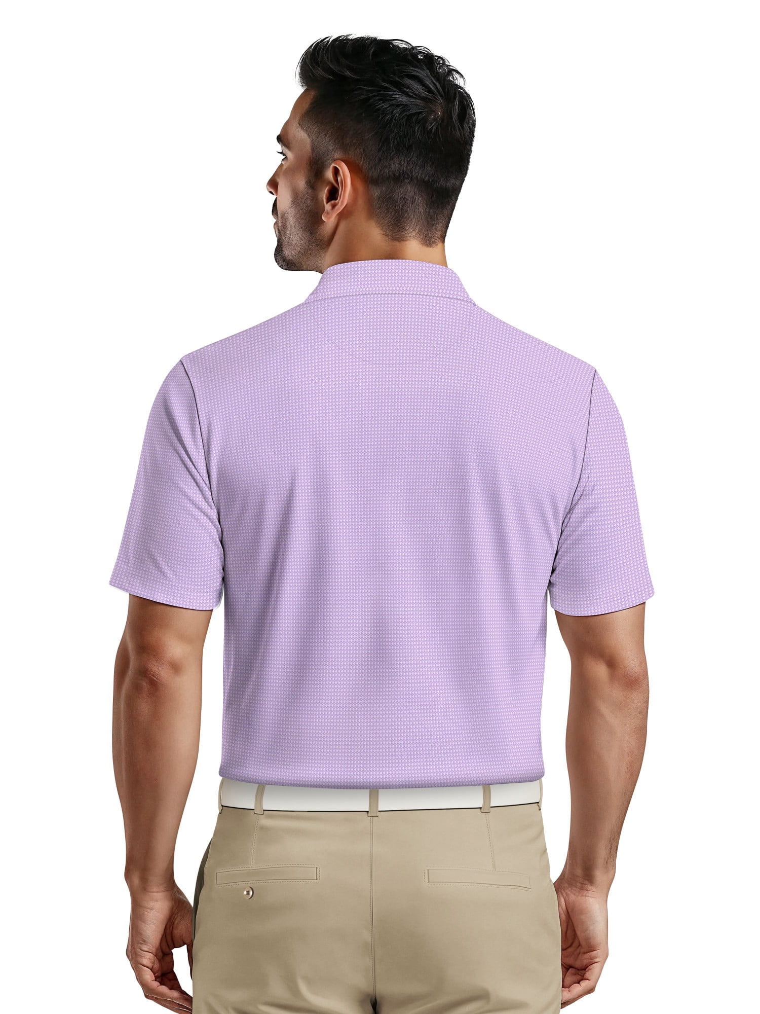 Ben Hogan Men's Performance Eco Mini Geo Jacquard Short Sleeve Polo Shirt (Violet Tulip, L) lzxx4