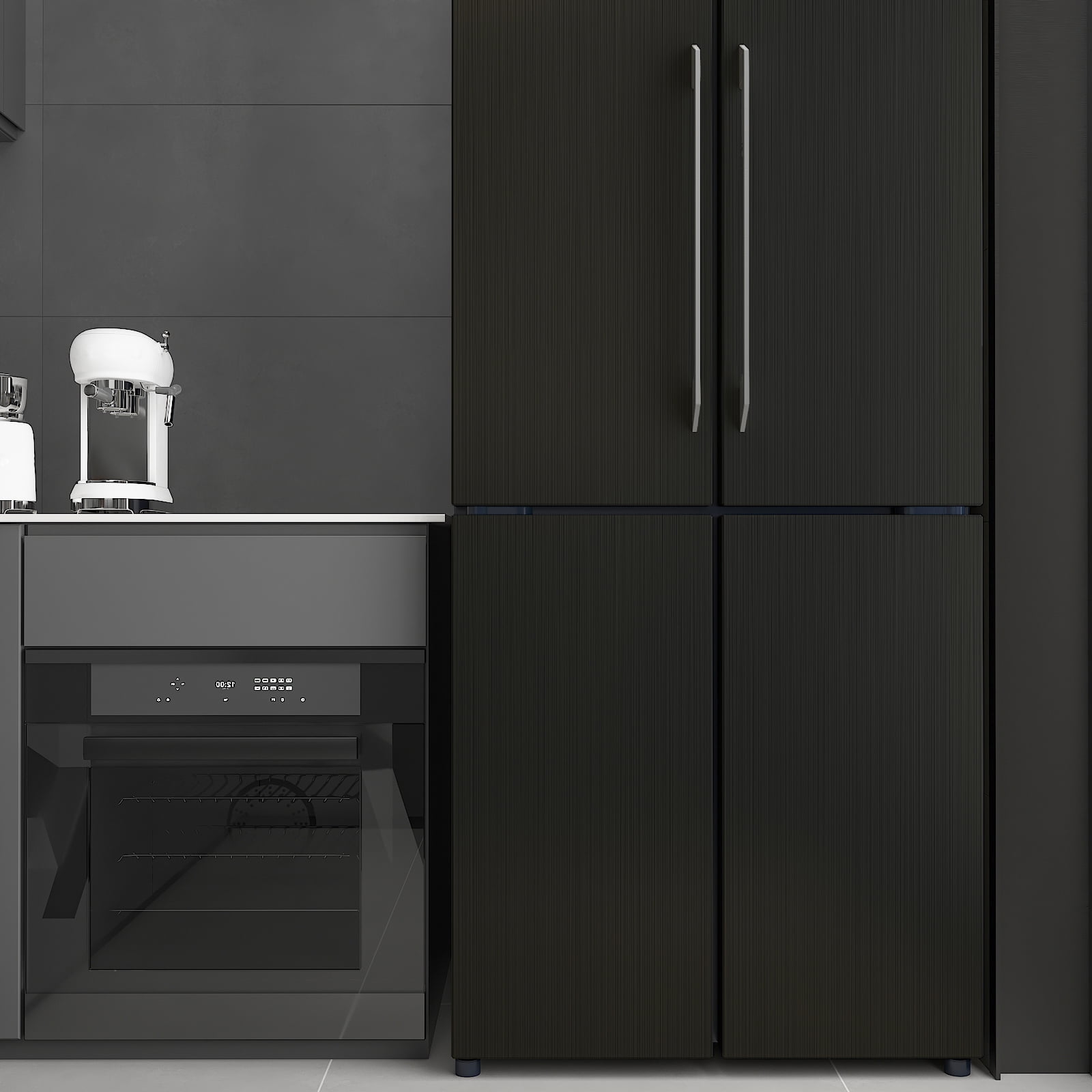 CHIHUT Peel and Stick Contact Paper, Waterproof Brushed Metallic Vinyl Wallpaper for Kitchen Countertops and Cabinets (Black, 17.7 in x 100 in) hcd8m