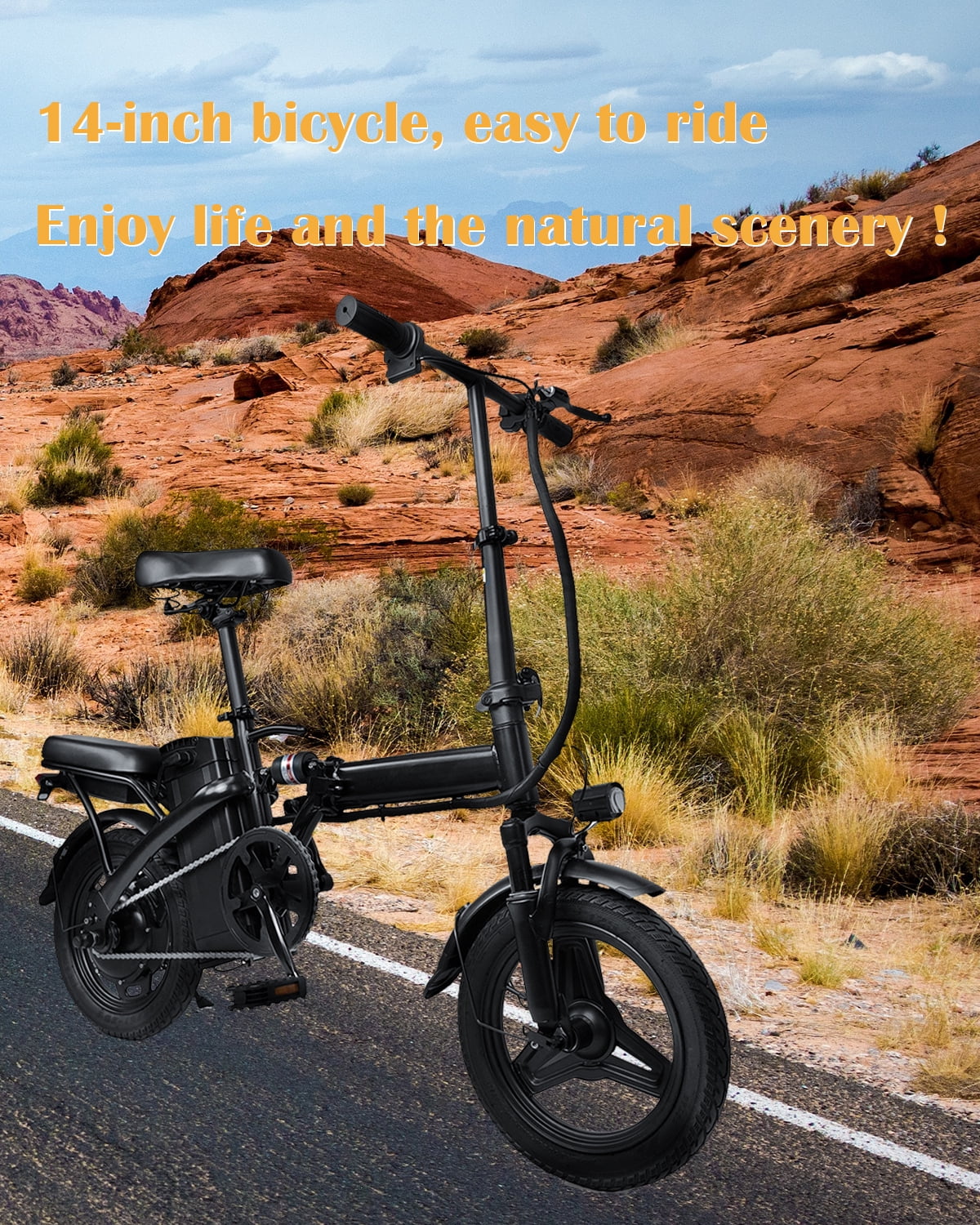 APYEAR 14 in Folding Electric Bike, 500W Commuter E-Bike for Adults, Portable Design (Black, 14 in) 27tr1