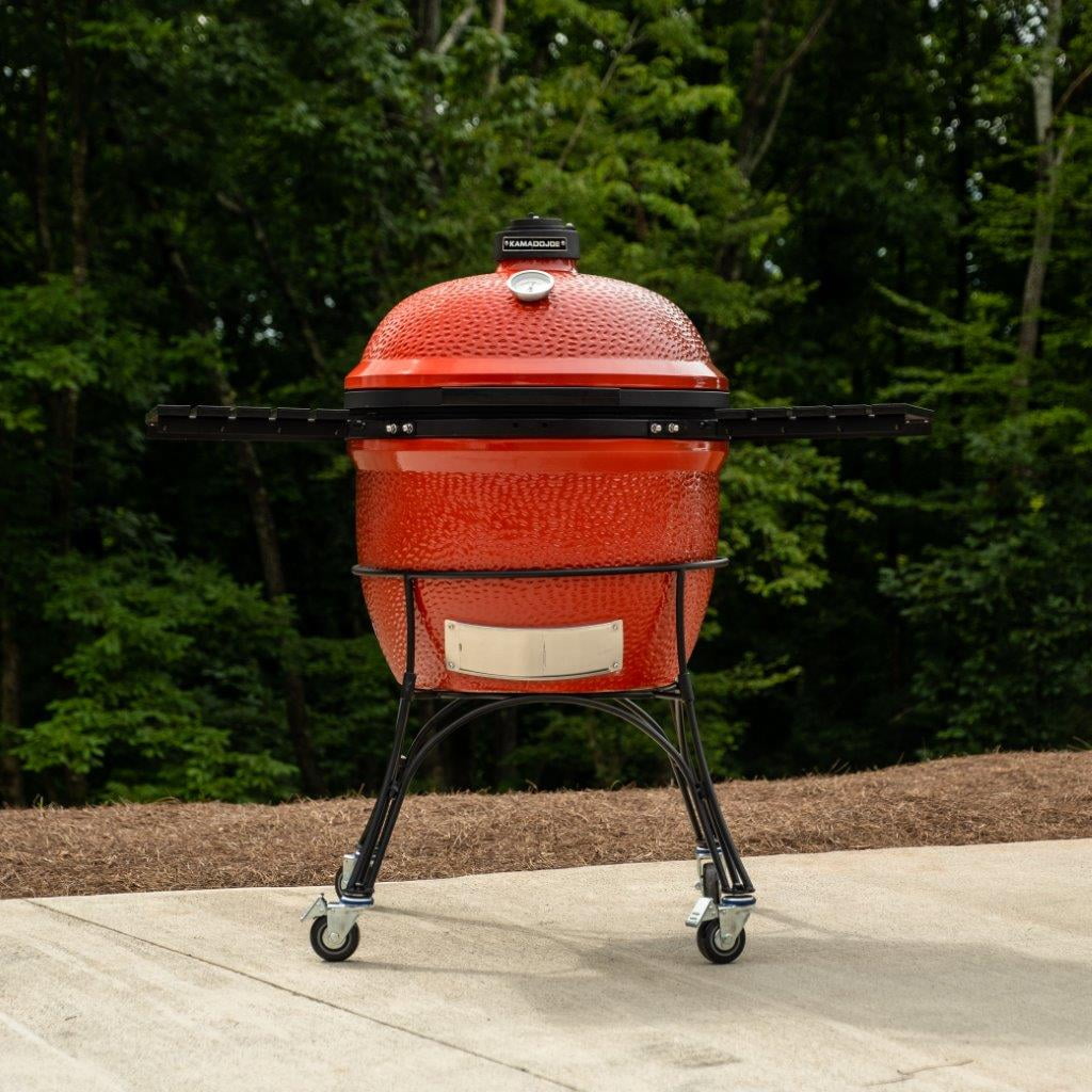 Kamado Joe Big Joe I 24 in. Ceramic Charcoal Grill with Cart and Side Shelves (Red, 24 in) 37rt4