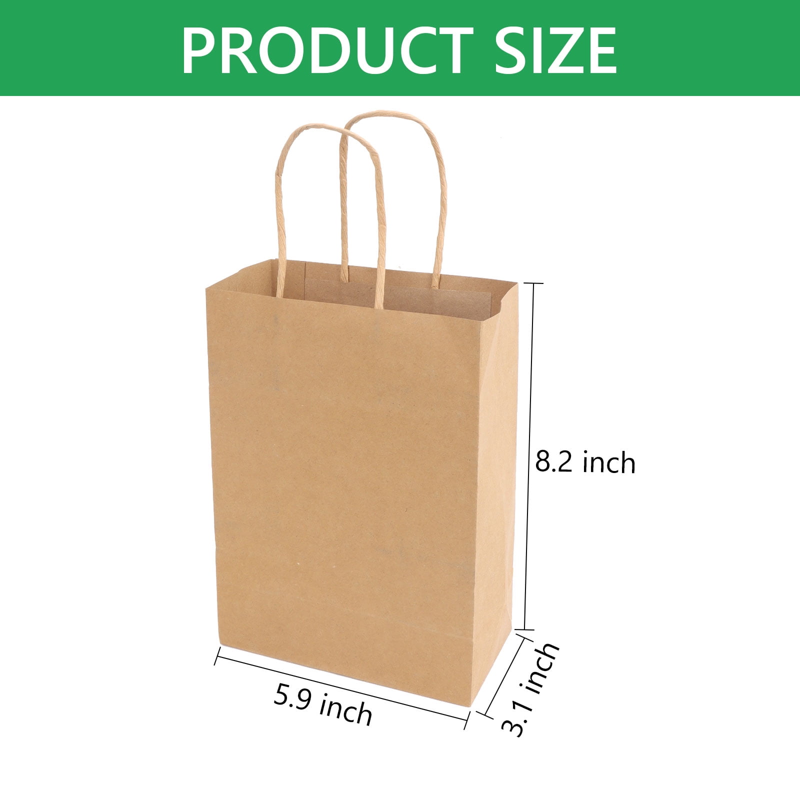 Hengbo Kraft Paper Gift Bags with Handles, Durable Retail Shopping Bags for Party Favors (Brown, 30 Pack, 5.9 x 3.1 x 8.2 in) kbllt
