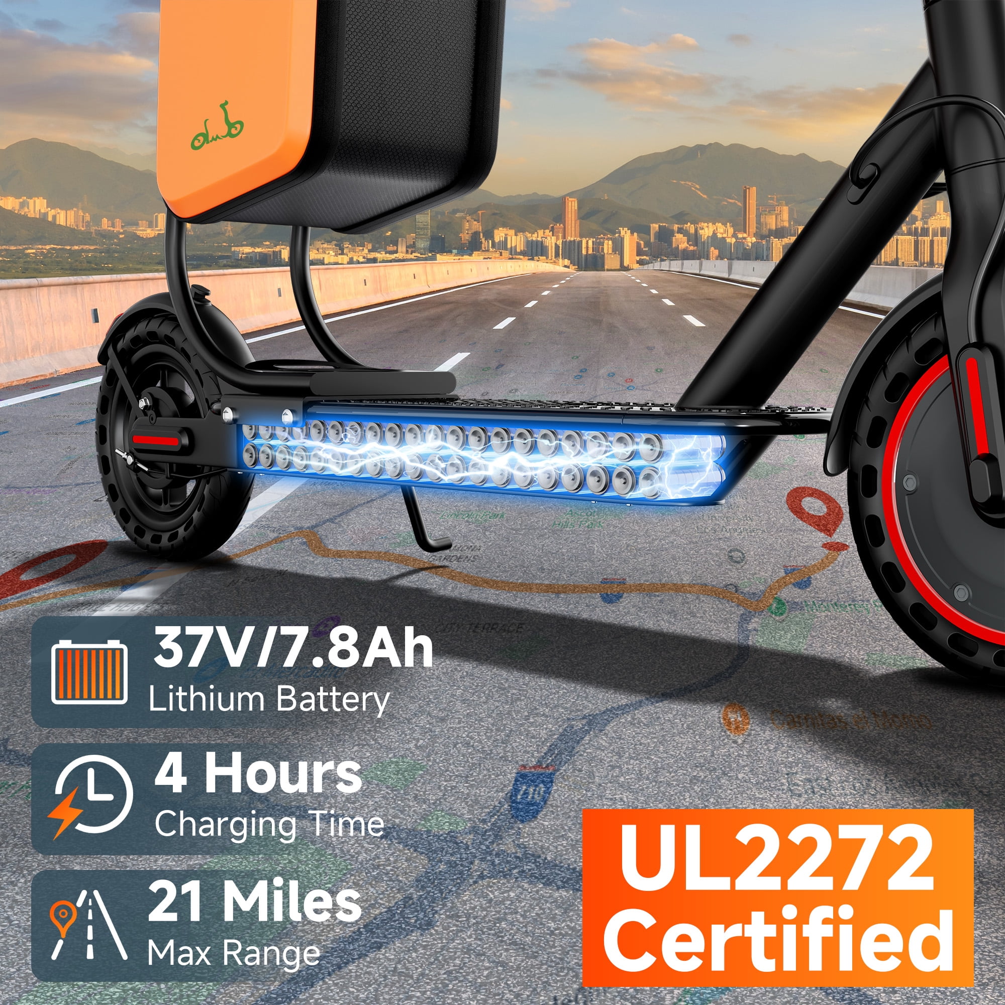 Riuiio Electric Scooter with Seat, 19MPH Commuter E-Scooter, 21-Mile Range, 350W Motor, Foldable Design with Storage Bag (Black, 31 lb) jseoc