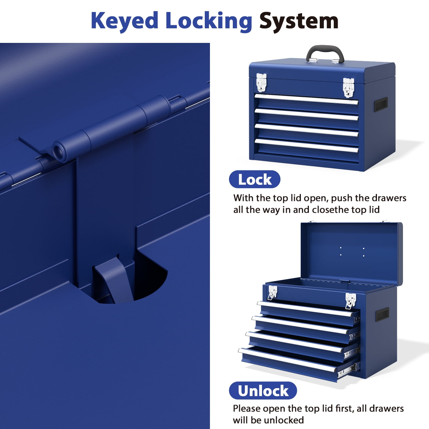 Odaof 5-Drawer Mechanic Tool Chest, Heavy-Duty Rolling Tool Cabinet with Locking System (Dark Blue, 20.67 in x 11.02 in x 41.14 in) nx7xr