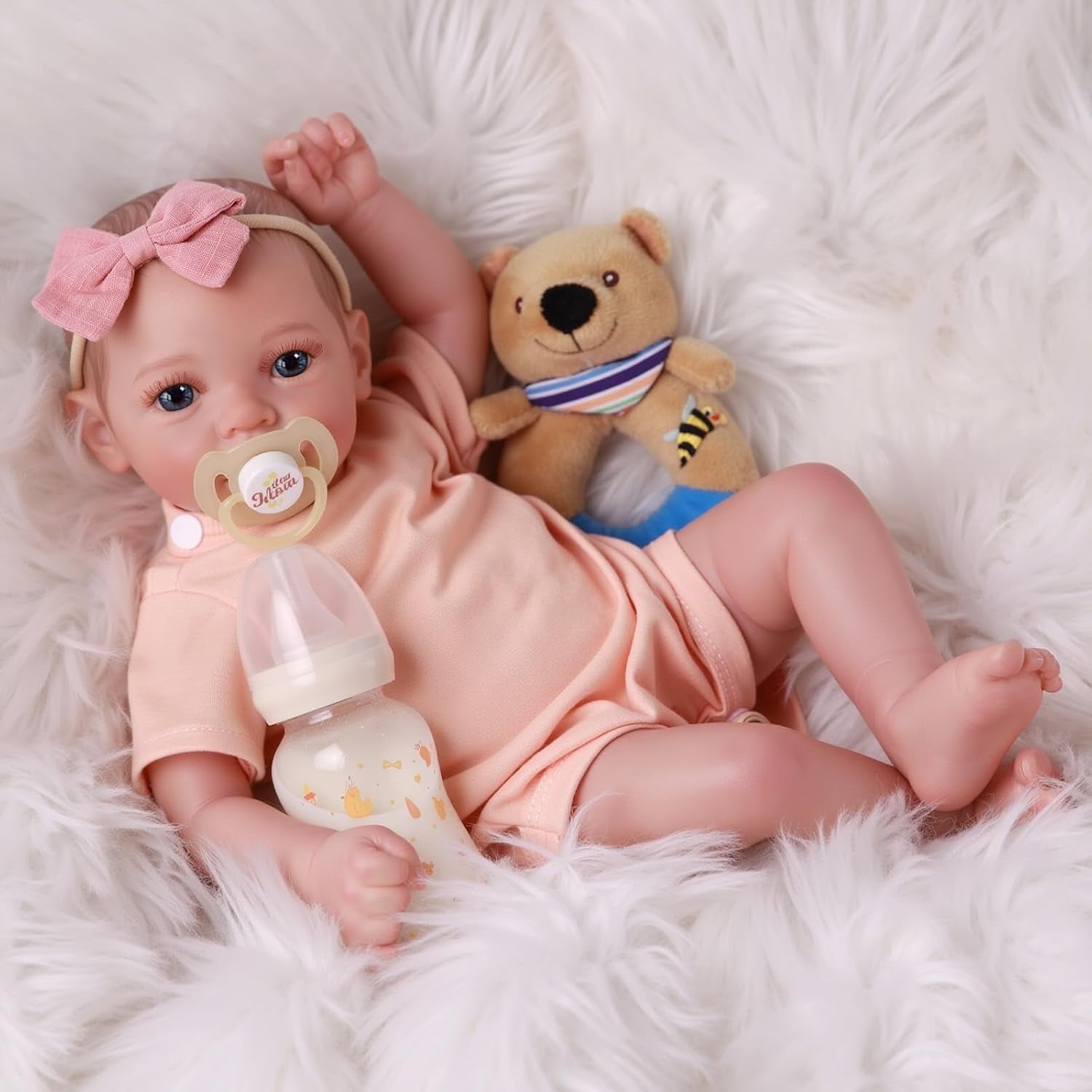 RSG Realistic Reborn Baby Doll Handmade Lifelike Soft Cloth Body with Clothing and Accessories (20 in) ft1ya