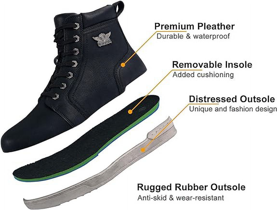 Dream Apparel Men's Motorcycle Riding Boots Waterproof Combat Biker Boots (White, 11.93 in) sgedy