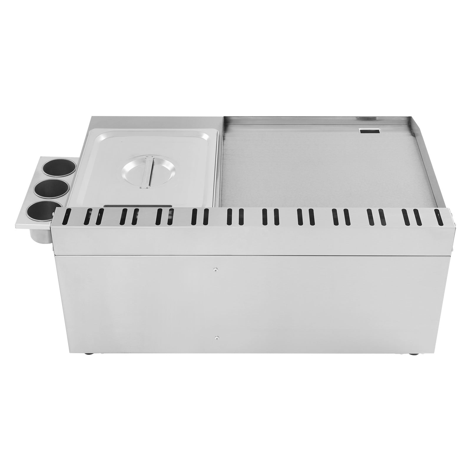 Generic Commercial Gas Propane Flat Top Grill Griddle with Deep Fryer (Silver, 1.59 gal Oil Capacity) 2m6r3