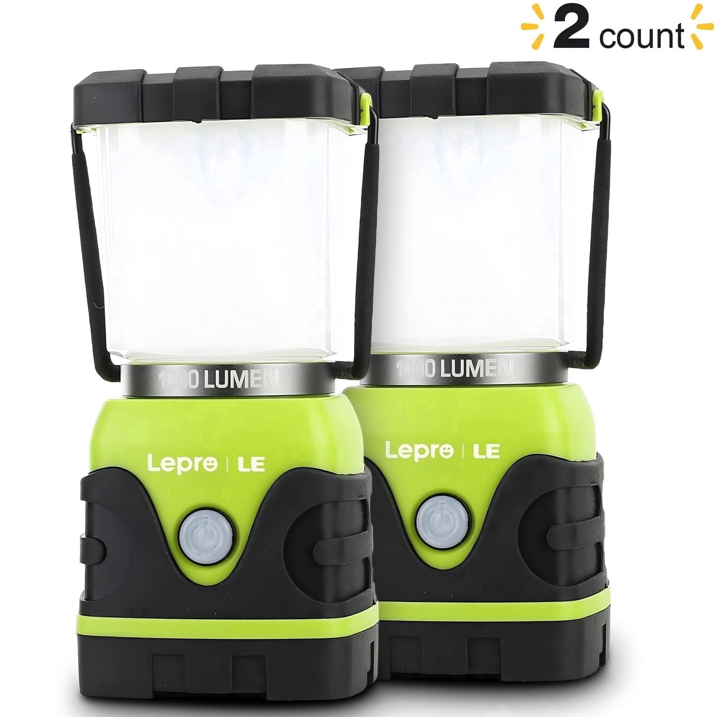 Lepro LED Camping Lanterns, 1000 Lumen Portable Tent Lights with 4 Dimmable Modes (Green, 2-Pack) o4oik