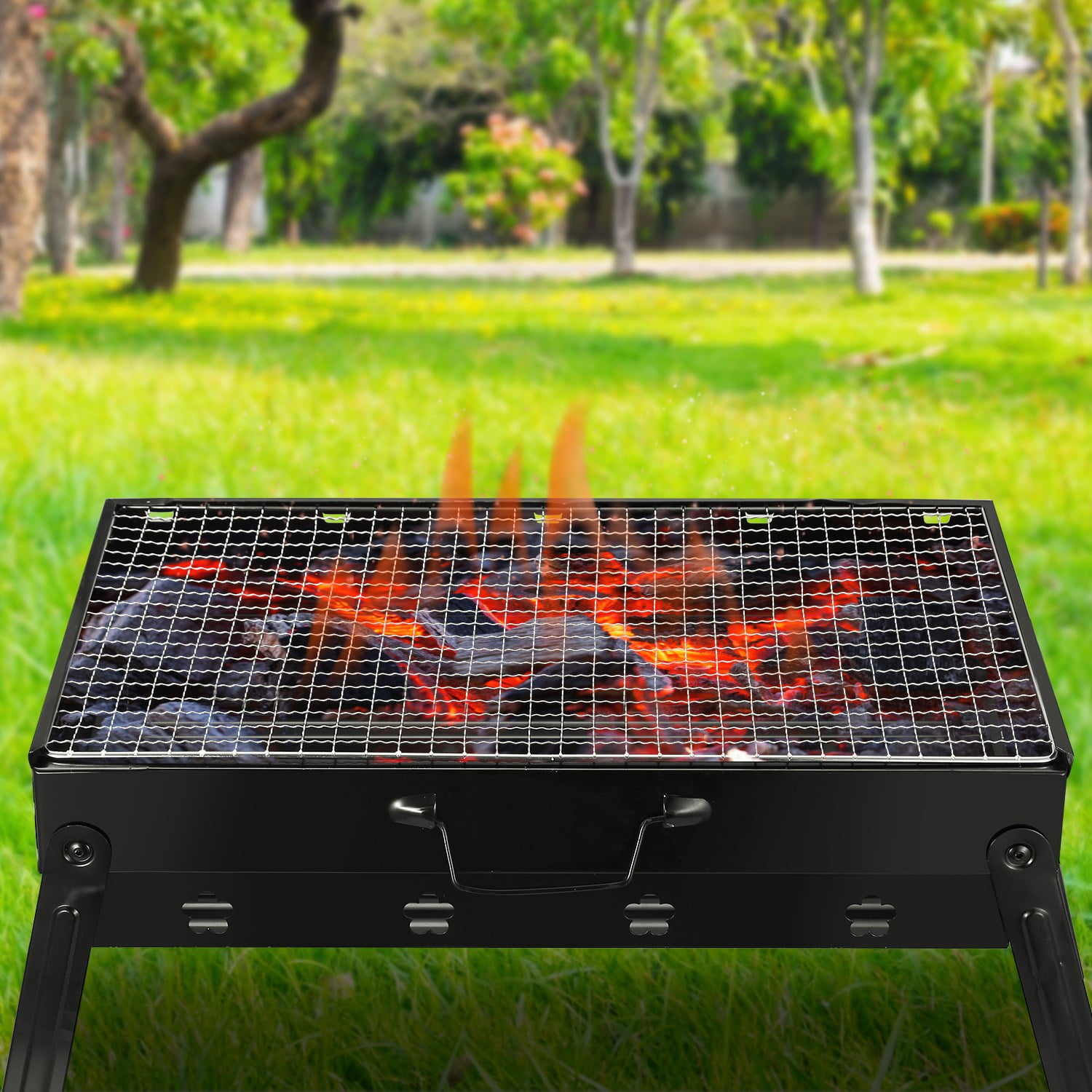 TeqHome Portable Charcoal Grill and Smoker (Black, 18 in) vwfe1