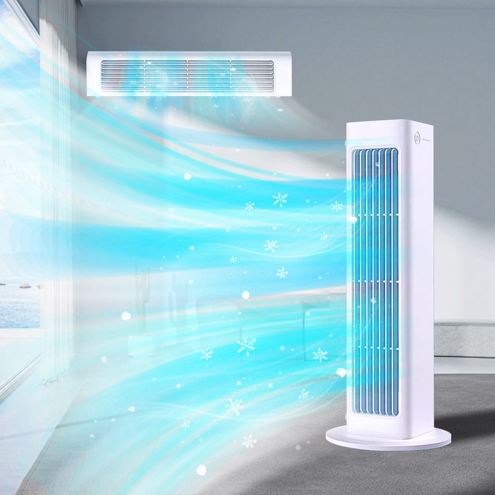Ngogttg Portable Air Conditioner Fan, Bladeless Cooling System with Remote Control (White, 12.9 in) a3izf