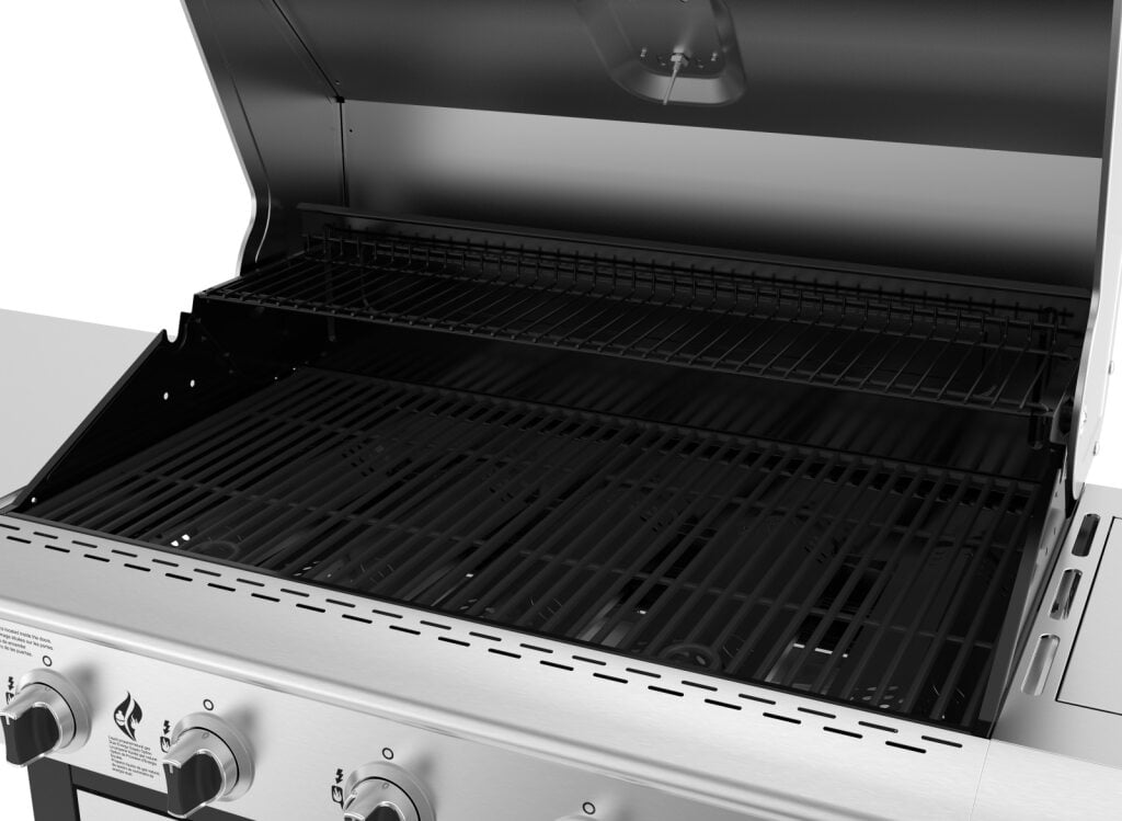 Nexgrill Deluxe 5-Burner Propane Gas Grill with Side Burner and Foldable Table (Silver, 771 sq in) bz3sw