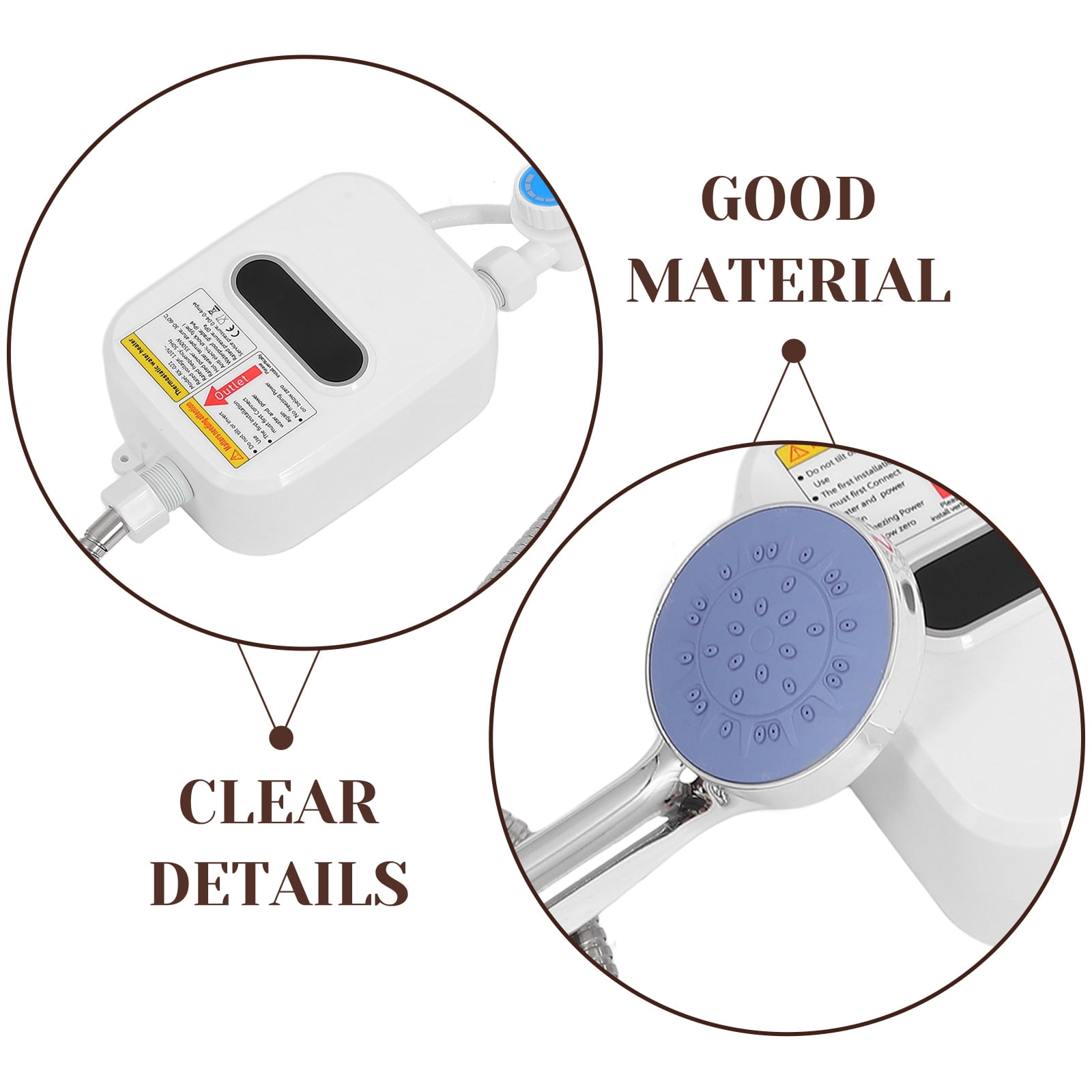 Bestonzon Instant Electric Water Heater Tankless Shower and Faucet System (White, 110V) ox7jc