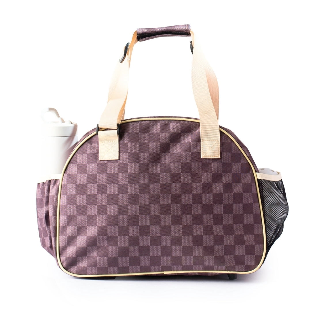 Pik'le'Ball Checkered Pickleball Bag Stylish & Versatile Sport Tote (Brown, 15 in x 12 in x 6 in) 3bo5s
