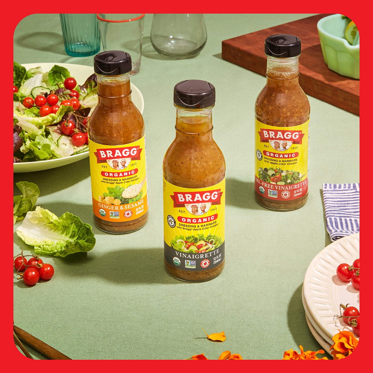 Bragg Organic Ginger Sesame Salad Dressing and Marinade with Apple Cider Vinegar (6 Pack, 12 fl oz) hycdz