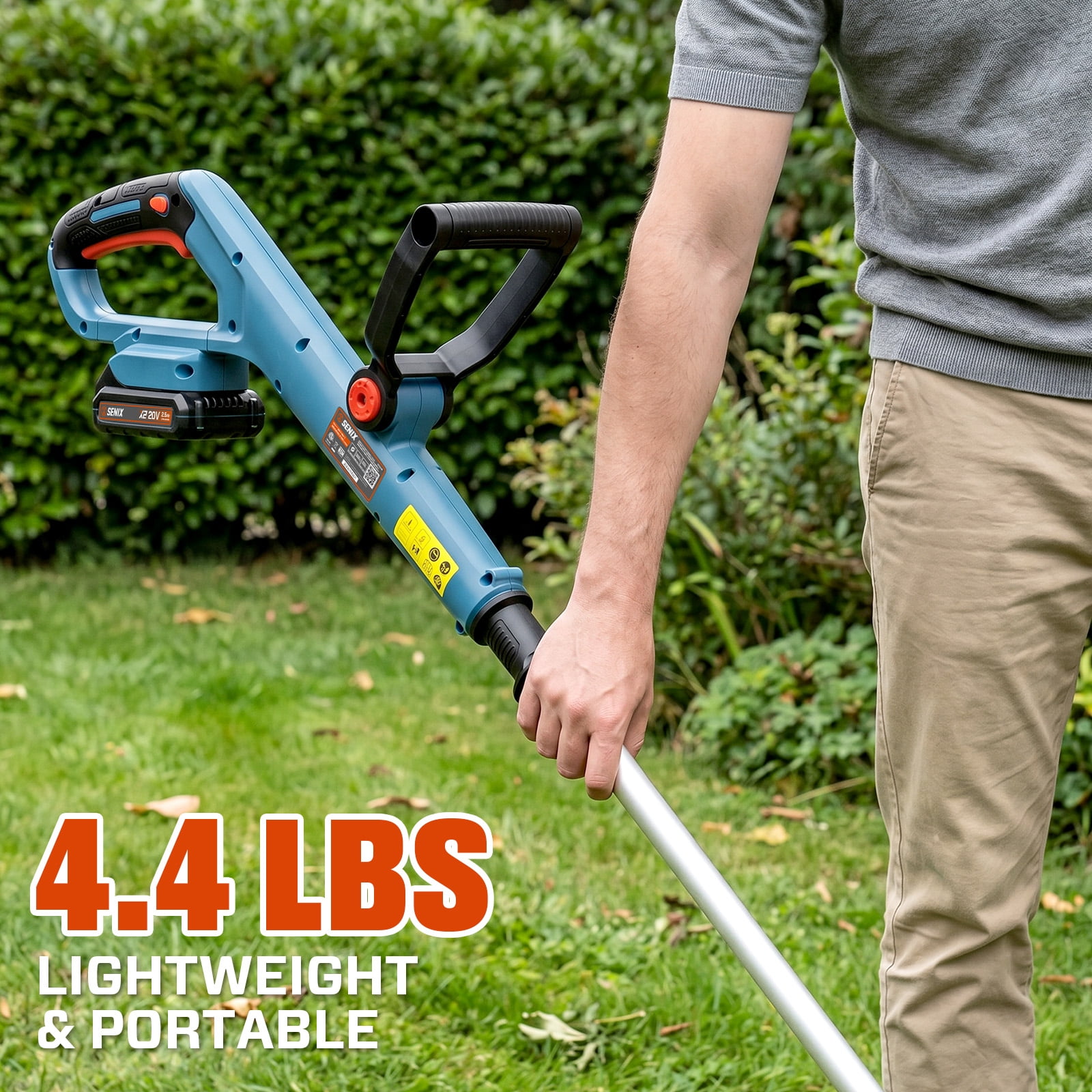 Senix Cordless Electric String Trimmer and Edger, 20V Lawn Grass Trimmer with 2.5Ah Battery and Charger (10 in) oywwj