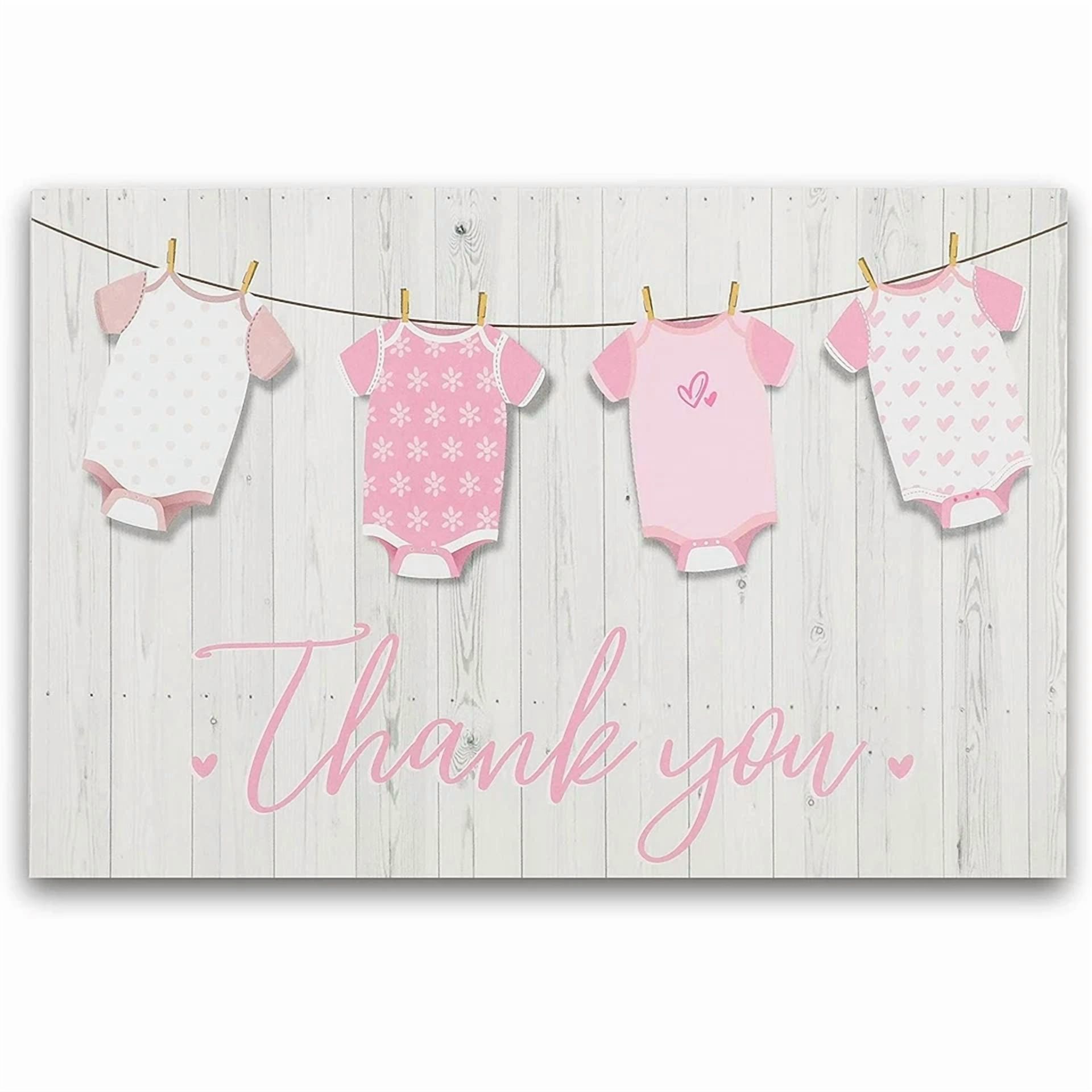 YANI Baby Shower Thank You Cards Set with Envelopes and Stickers (60-Pack, 6 in x 4 in) js9wy