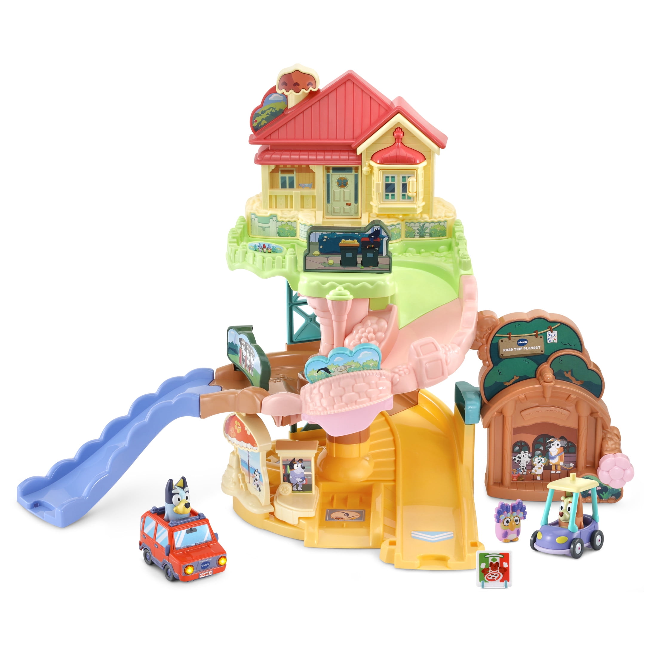 VTech Bluey Road Trip Electronic Playset with Heeler 4WD and Bingo Pedal Car (1 Set) lalcz