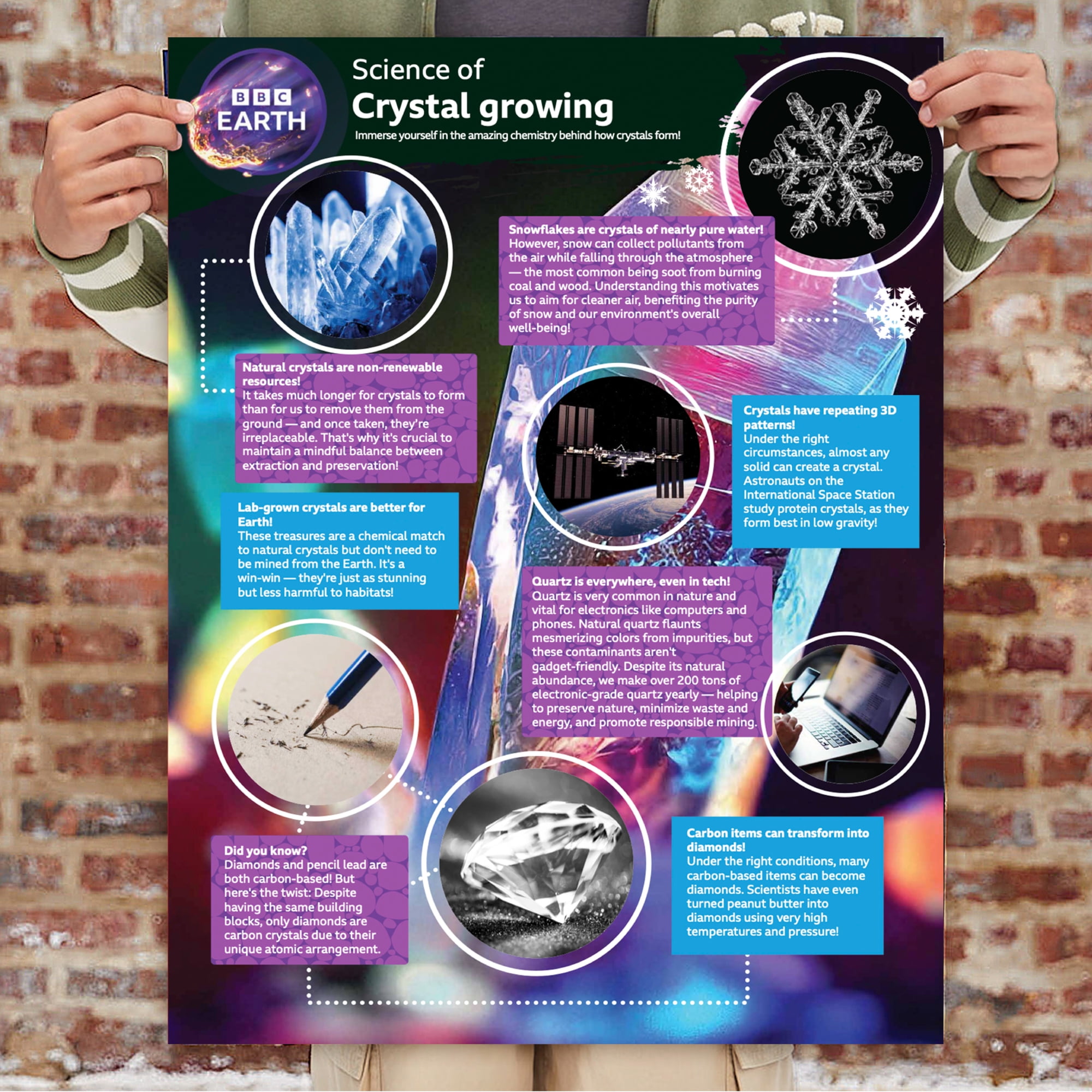 BBC Earth Science Crystal Growing Kit, STEM Chemistry Experiment Set for Kids and Teens (Multi-Color, 3-Pack) gqnwt
