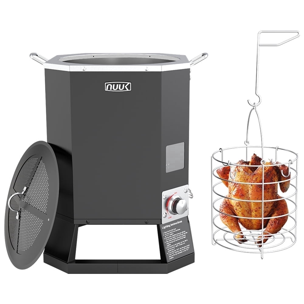 NUUK Outdoor Turkey Fryer, Propane Deep Fryer with Cast Iron Burner Stand, High-Efficiency Cooking System (Black, 30 qt) 42l22