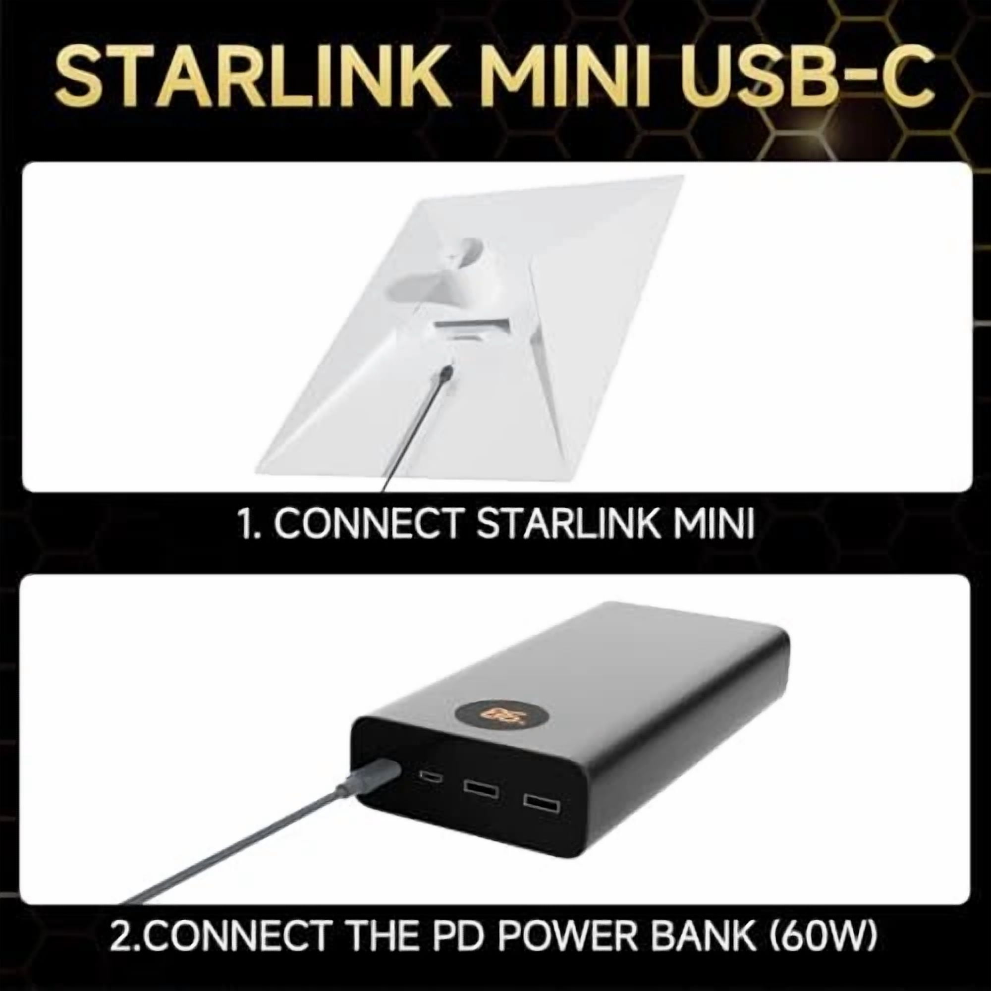 Rhea Starlink Mini Direct to USB-C Power Cable (60W, 6.5 ft) v3crg
