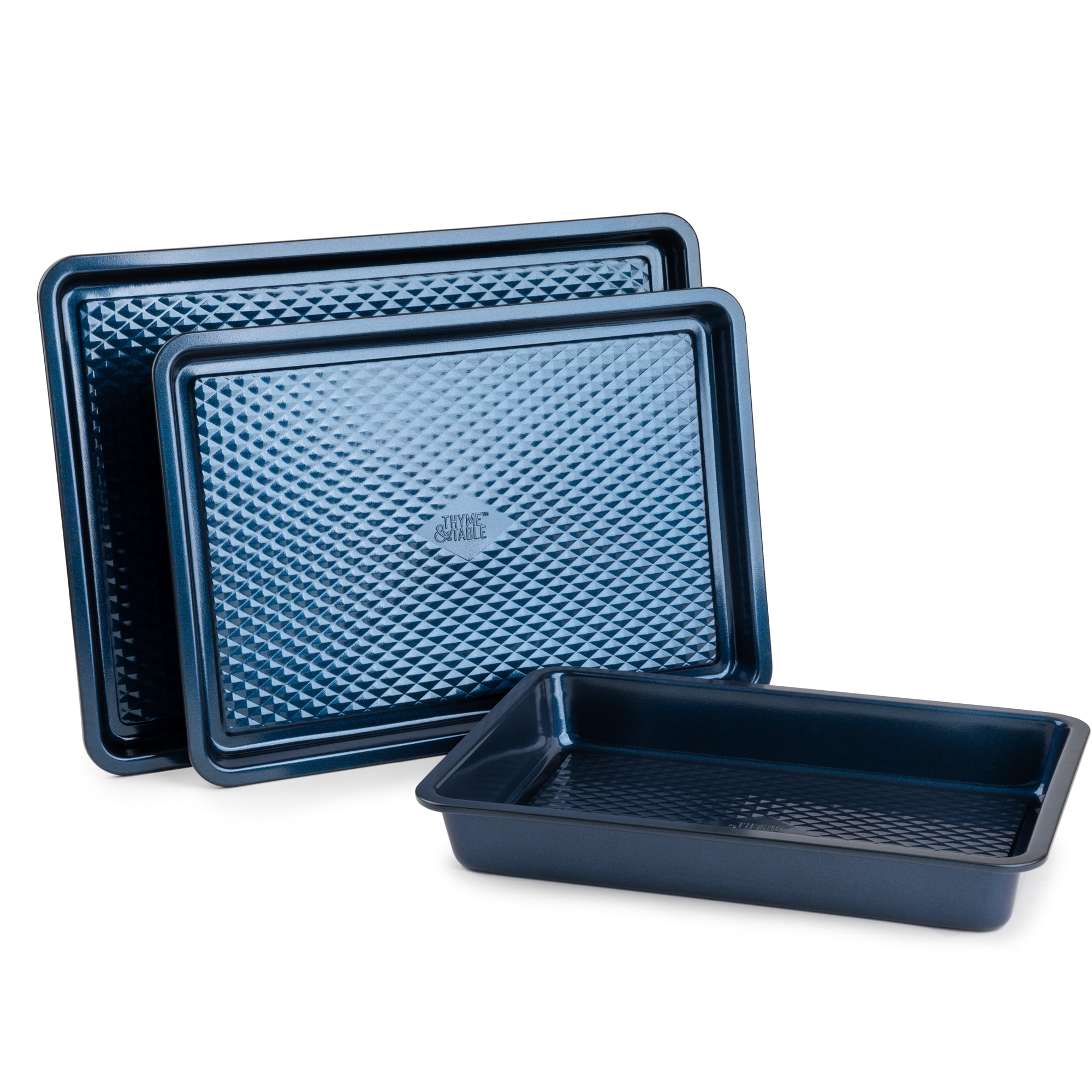 Thyme & Table Non-Stick Aluminized Steel Baking Set (Navy, 3pc) j6rox