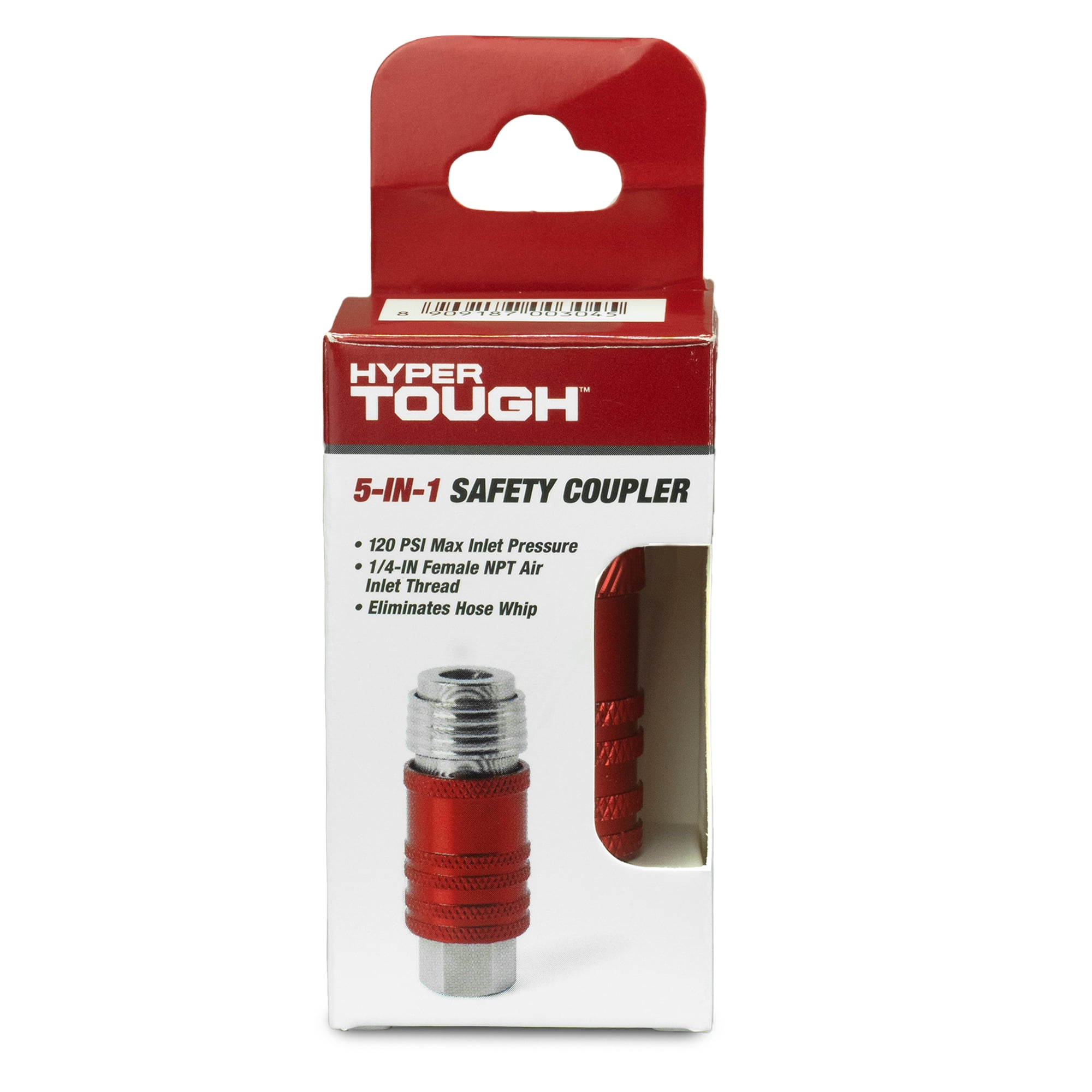 Hyper Tough 5-in-1 Air Compressor Coupler Heavy-Duty Automotive Tool Accessory (Red, 0.25 in) boch5