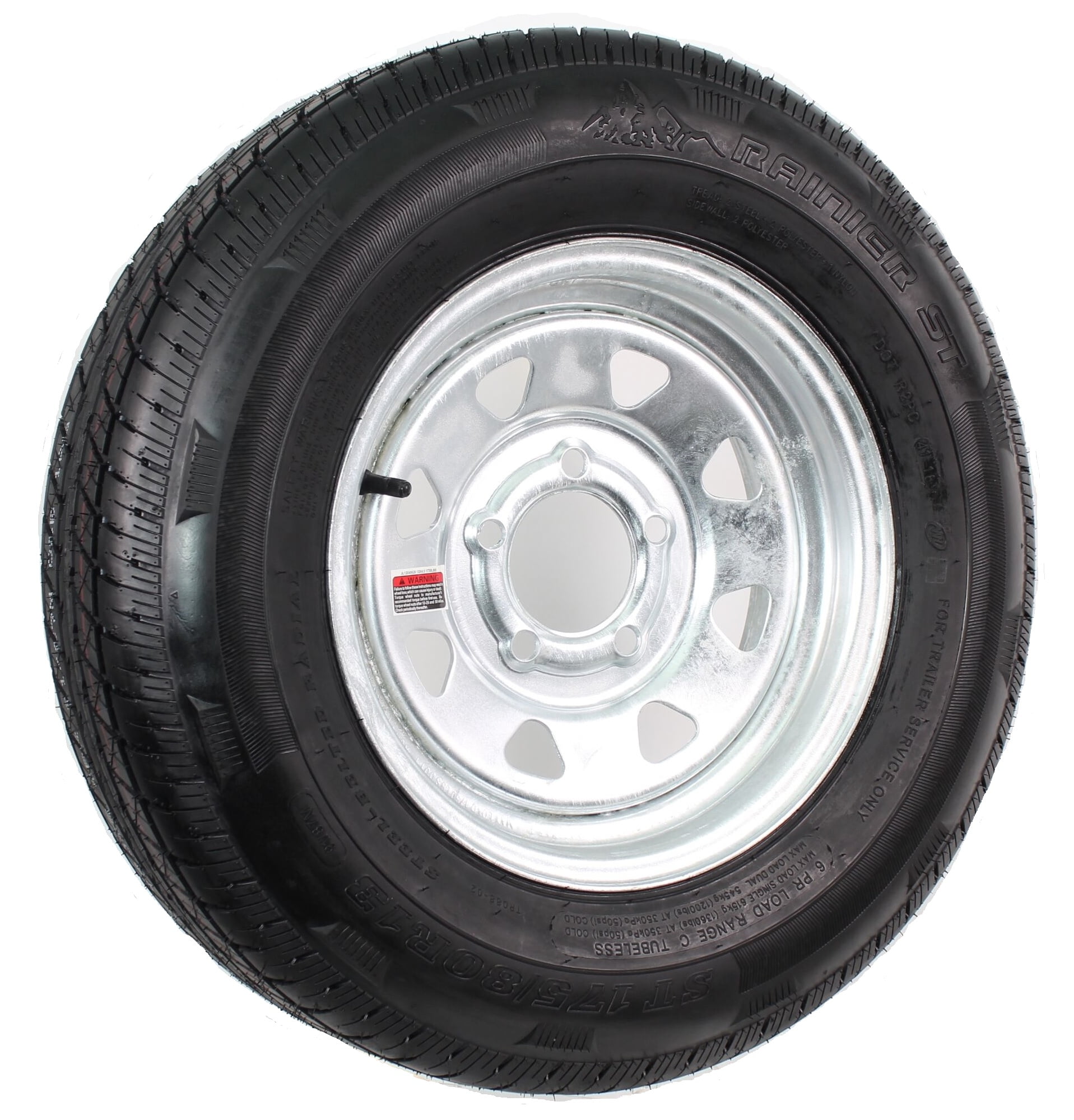 eCustomRim Trailer Tire and Rim Assembly (ST185/80D13, Load Range C, 5 Lug, 13 in, Galvanized) swowl