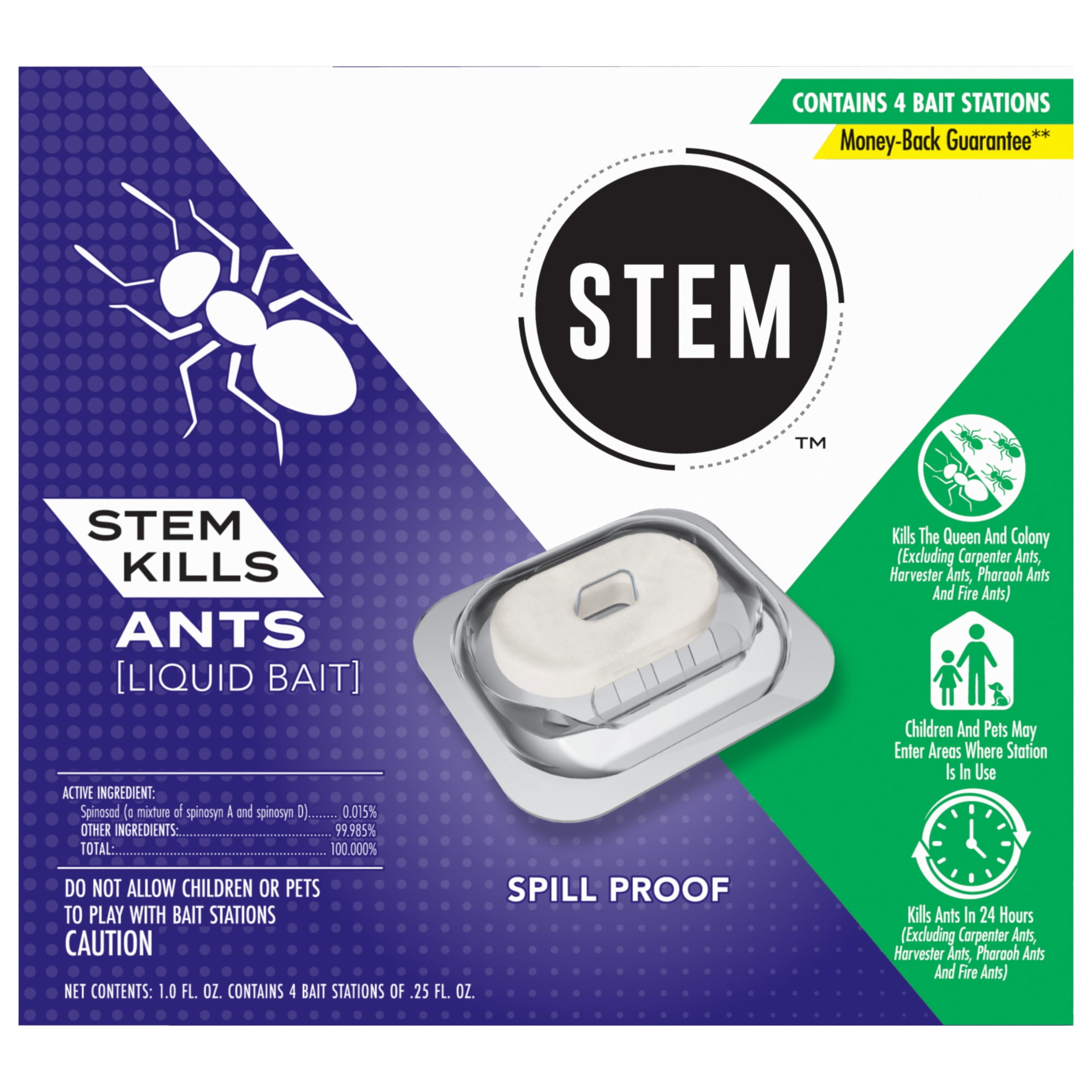 Stem Liquid Ant Killer Bait Stations (Spill-Proof, 4 Count) 61o4f