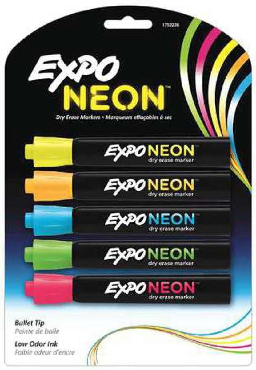 Expo Dry Erase Markers, Low-Odor Ink, Bullet Tip (Assorted Colors, 5 Pack) 2cpjy