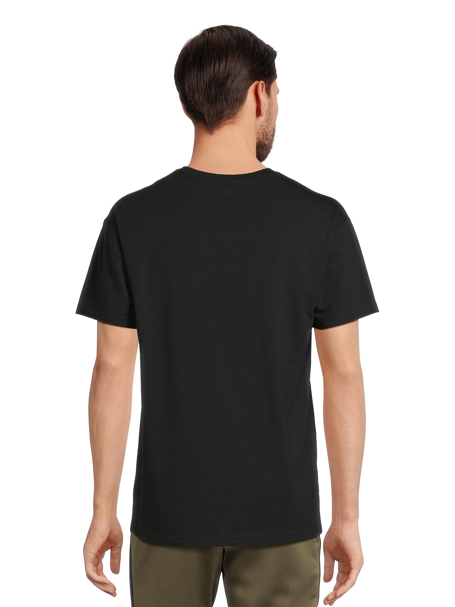 Athletic Works Men's Tri Blend Crew Neck T-Shirt (Black, S-4XL) yukap