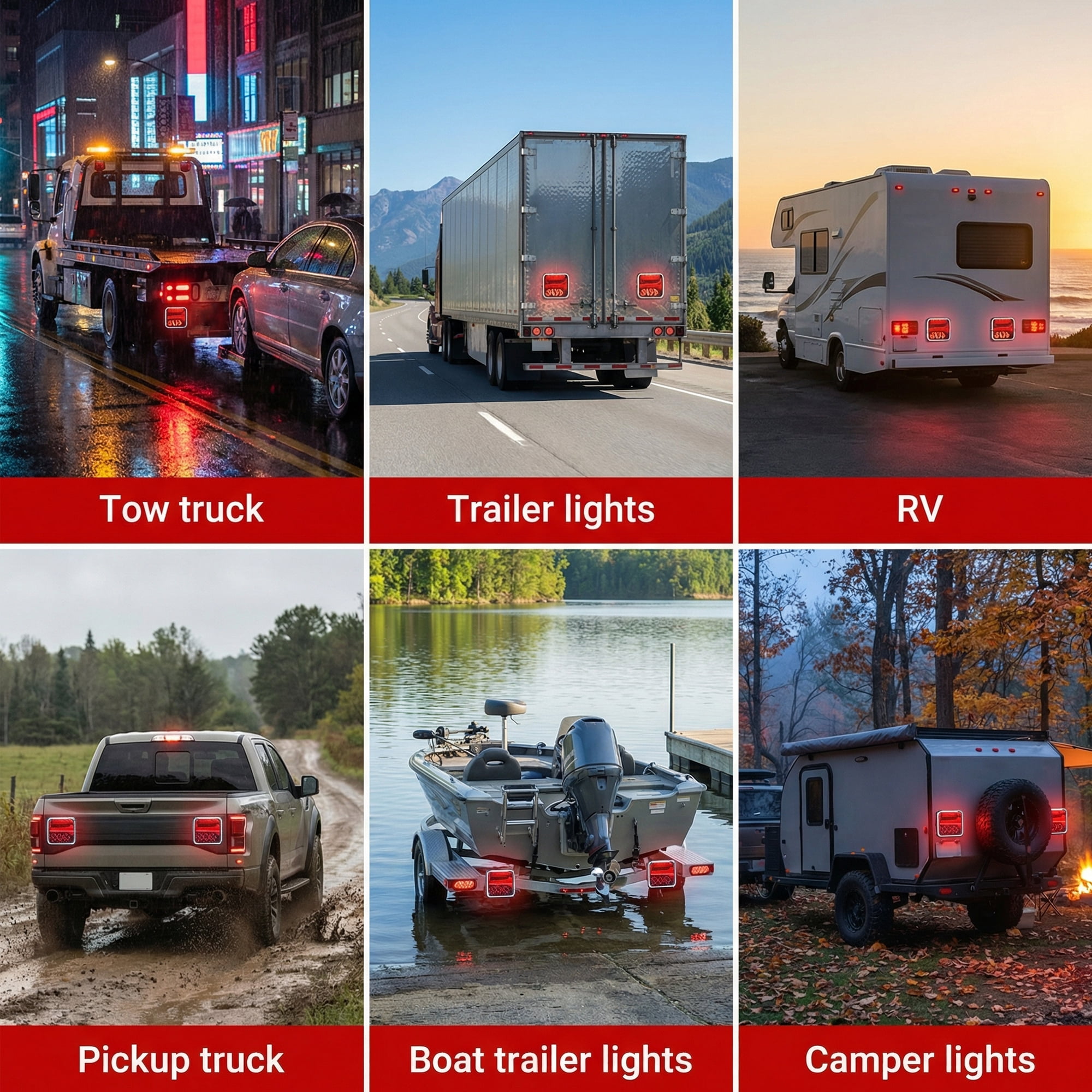 DAYBETTER Wireless LED Trailer Lights Kit, Magnetic Towing Tail Lights with 100ft Range (Red, 2-Pack) fwdrt