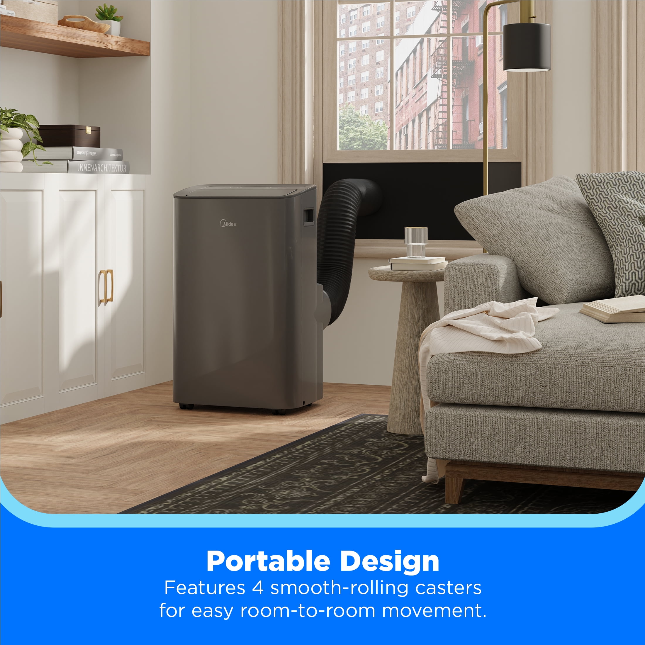 Midea Smart Portable Air Conditioner with Remote and Voice Control (Gray, 350 sq. ft. Coverage) sx613