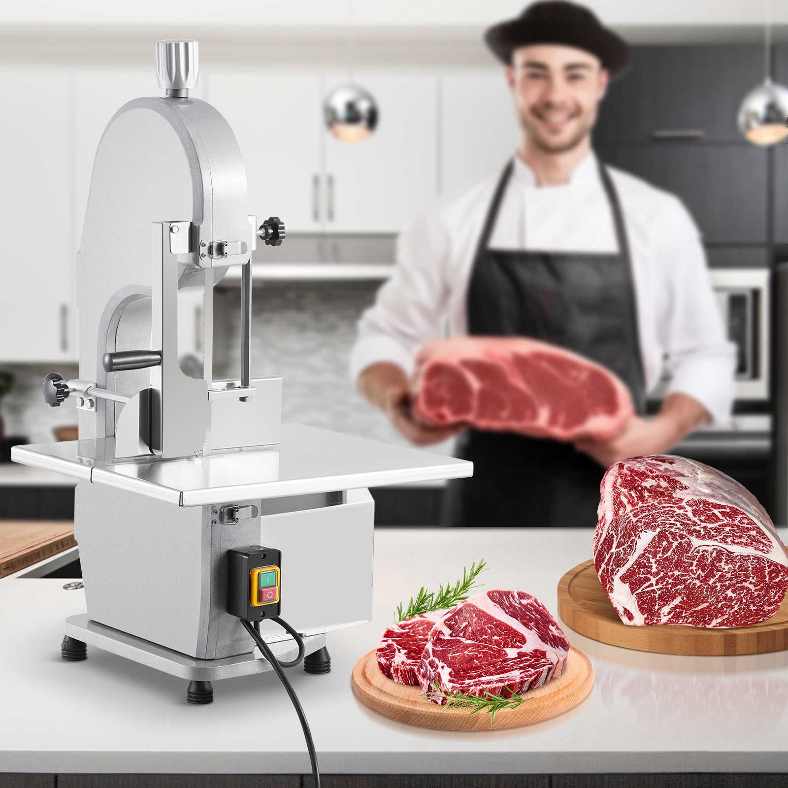 GarveeLife Electric Bone Saw Machine, Commercial Stainless Steel Meat Cutter with 19.3 in x 15 in Table (1500W, 0.16-7.9 in Thickness) cu9ok