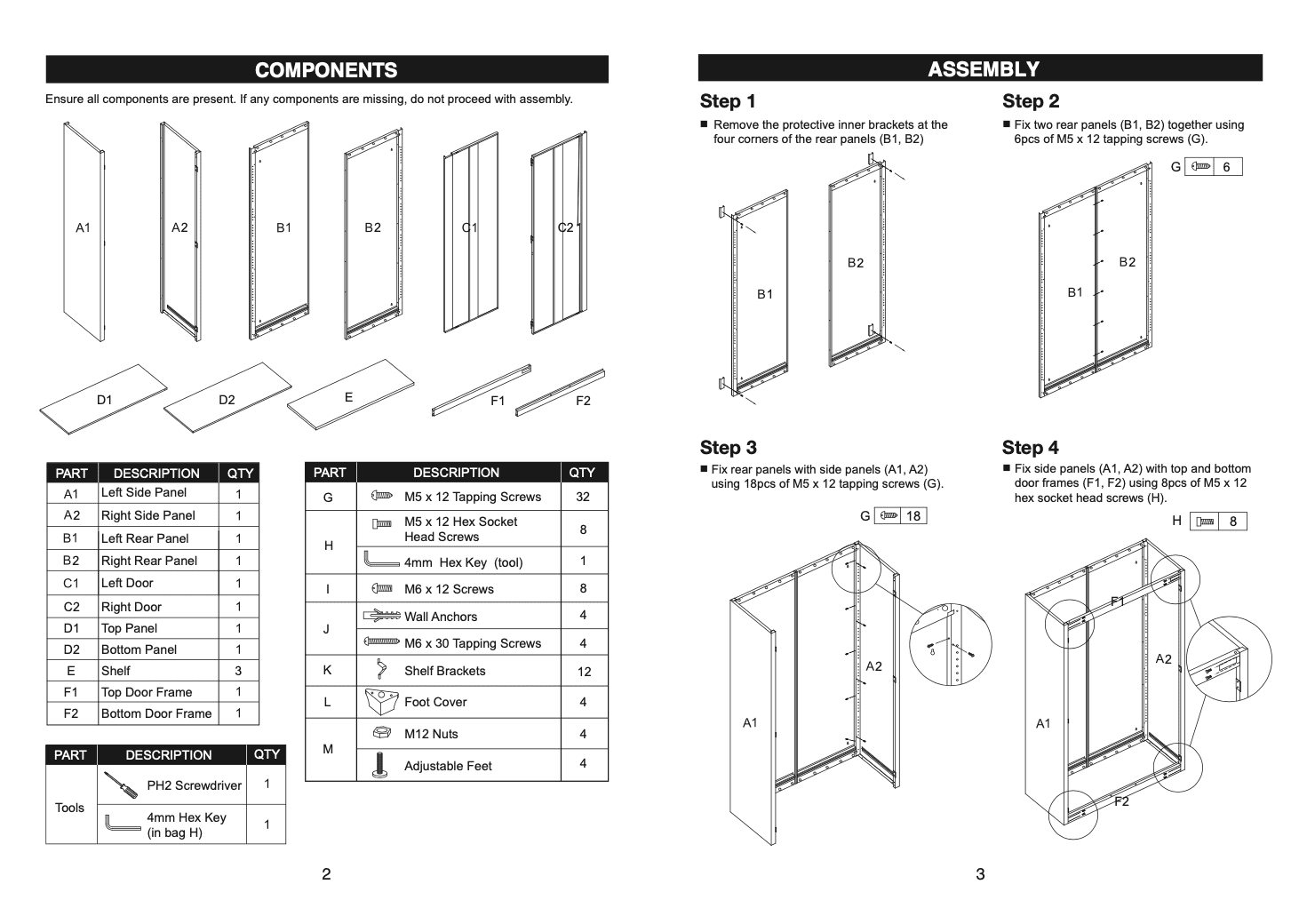 WORKPRO Heavy-Duty Garage Storage Cabinet, Adjustable Shelving Unit with Locking Doors (Black, 48 in. W x 72 in. H x 18 in. D) glwmm