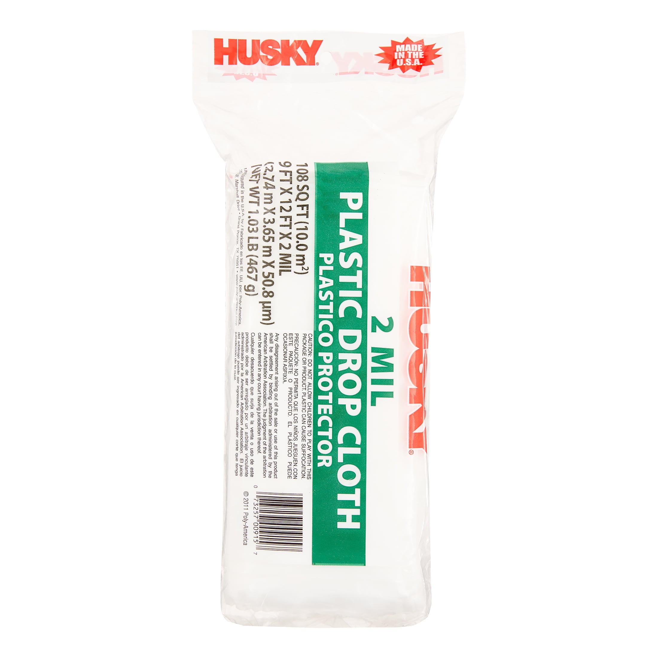 Husky Medium-Duty Plastic Drop Cloth (Clear, 9 ft x 12 ft) mrdib