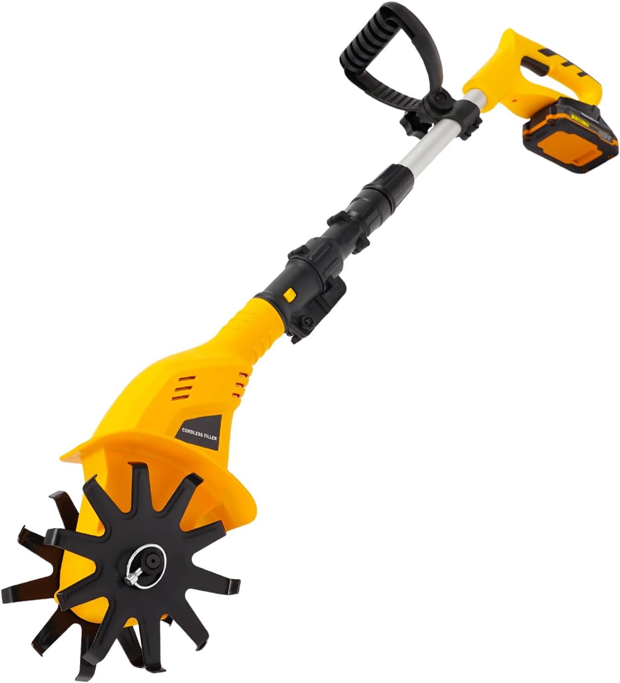 Generic 20V Cordless Electric Garden Tiller Cultivator (Adjustable Shaft, 8.38 lb) qbyu1