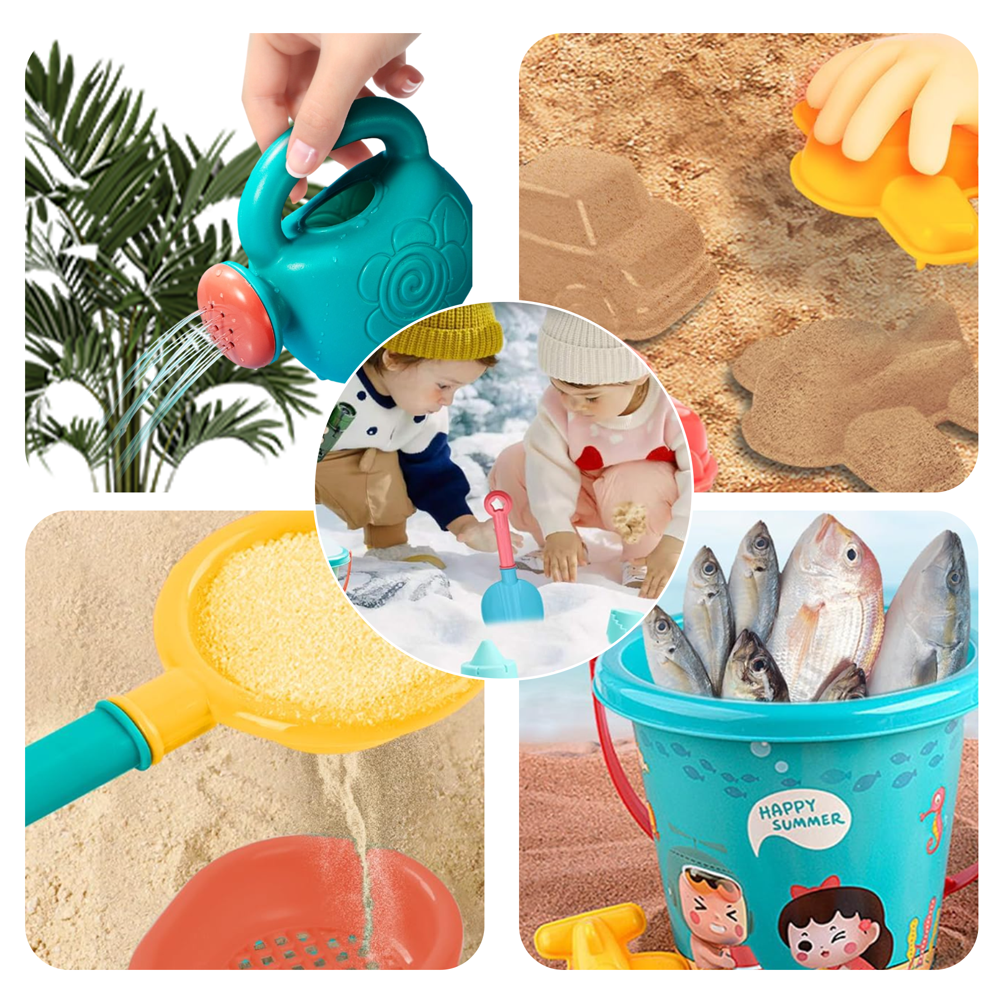 KEYAHAPPY 18-Piece Sand Toy Set for Beach and Sandbox Play (Multicolor, 18-Piece Set) jzusv