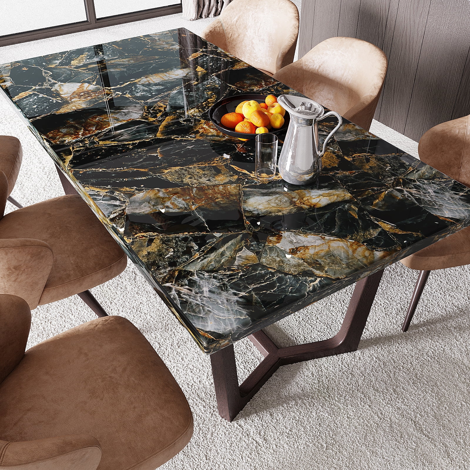 VEELIKE Marble Peel and Stick Countertop Contact Paper, Waterproof Vinyl Wallpaper for Kitchen and Furniture (Gold, 15.7 in x 118.1 in) uxclc
