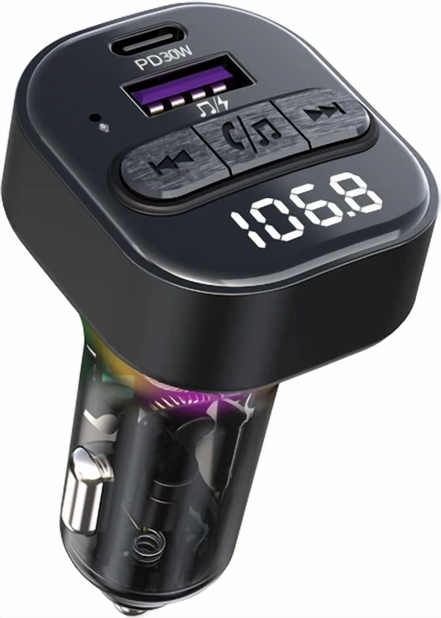 Rhea Car Charger with Bluetooth FM Transmitter and Hands-Free Calling (Universal, 1 Pack) npnxr