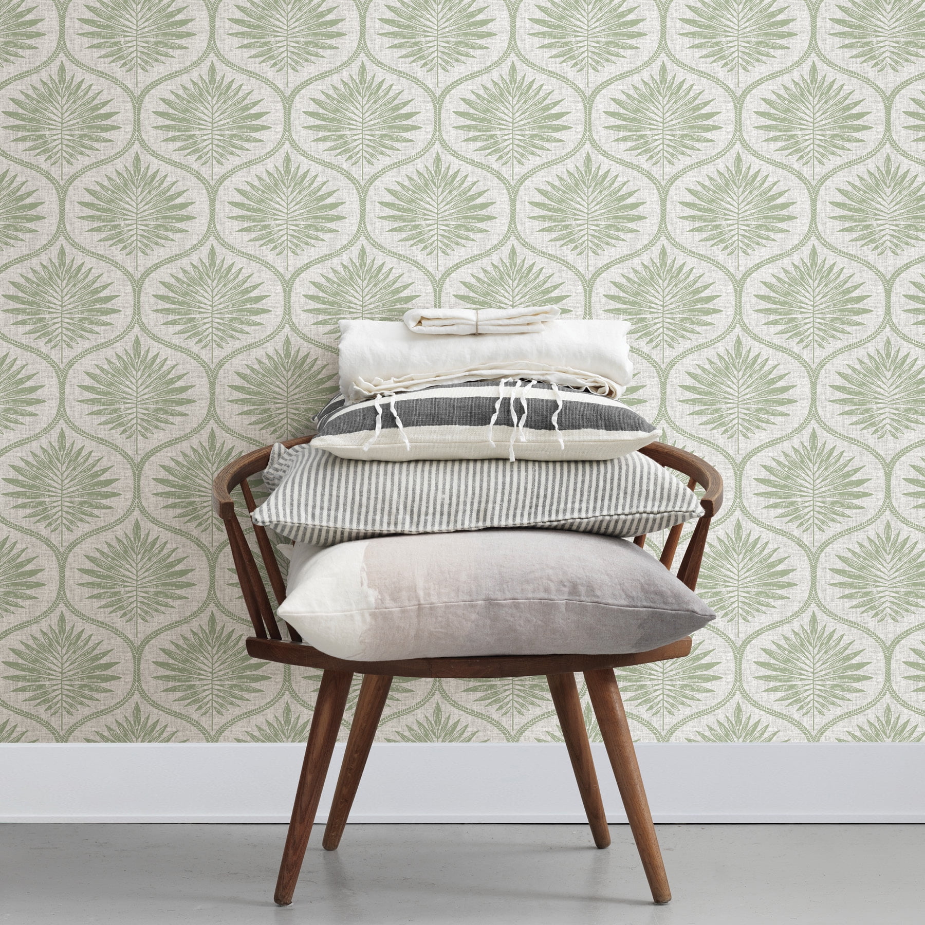 NuWallpaper Primitive Leaves Peel and Stick Wallpaper (Green, 30.75 sq. ft.) ny4h3