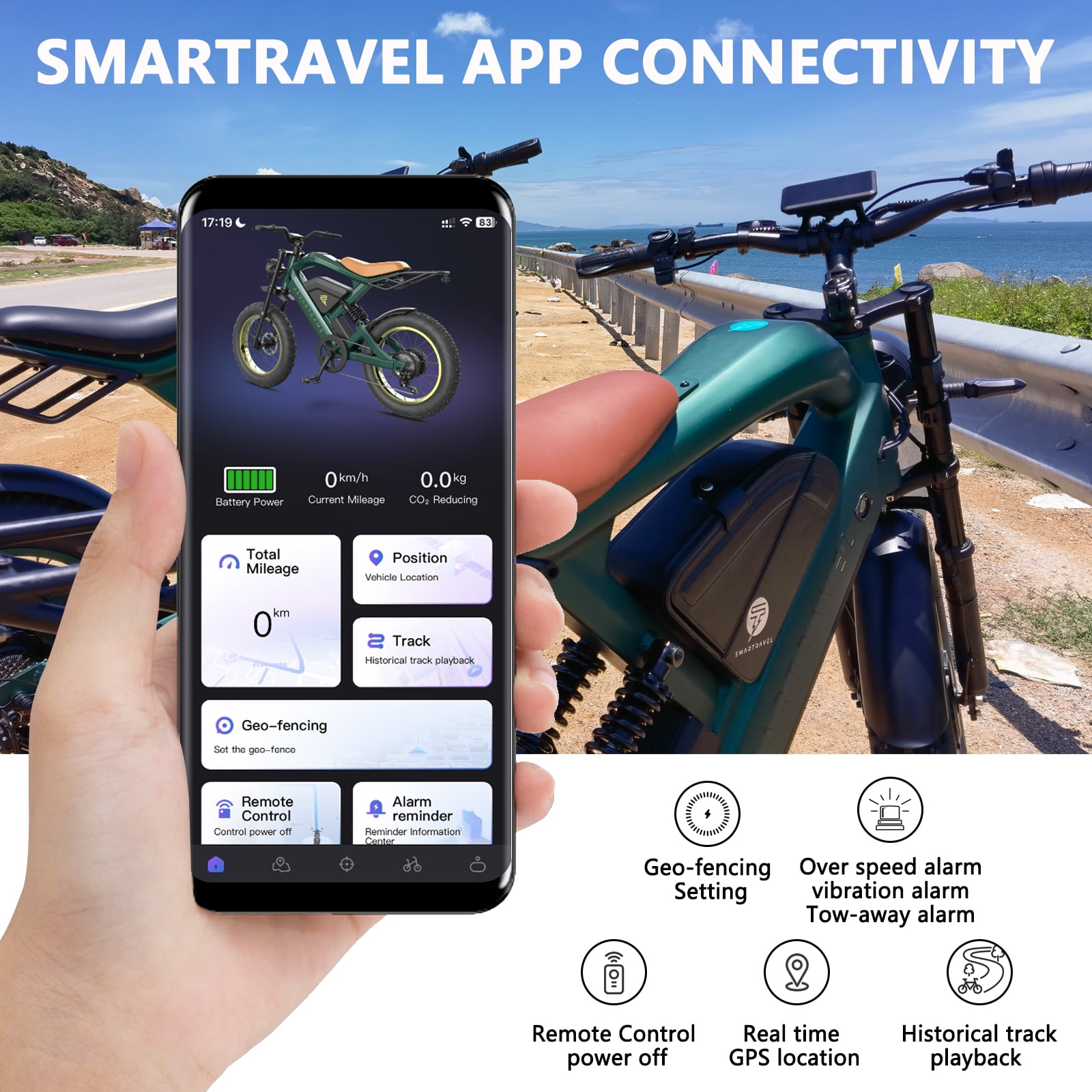 Smartravel Electric Mountain Bike for Adults, 1500W Motor E-Bike with GPS & App Control, 20 in x 4.0 in Fat Tires (Grey, 48V 27Ah) bwl1v