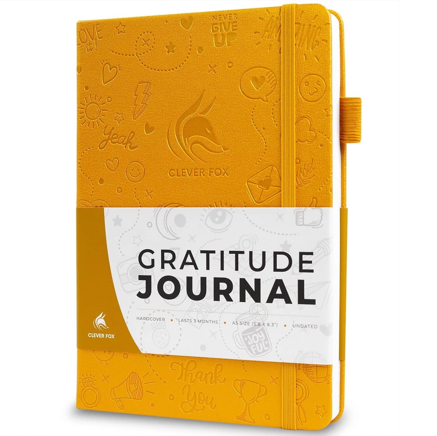 Clever Fox Gratitude Journal, Daily Mindfulness Planner for Self-Discovery and Wellness (Yellow, 5.8 in x 8.3 in) eafhp