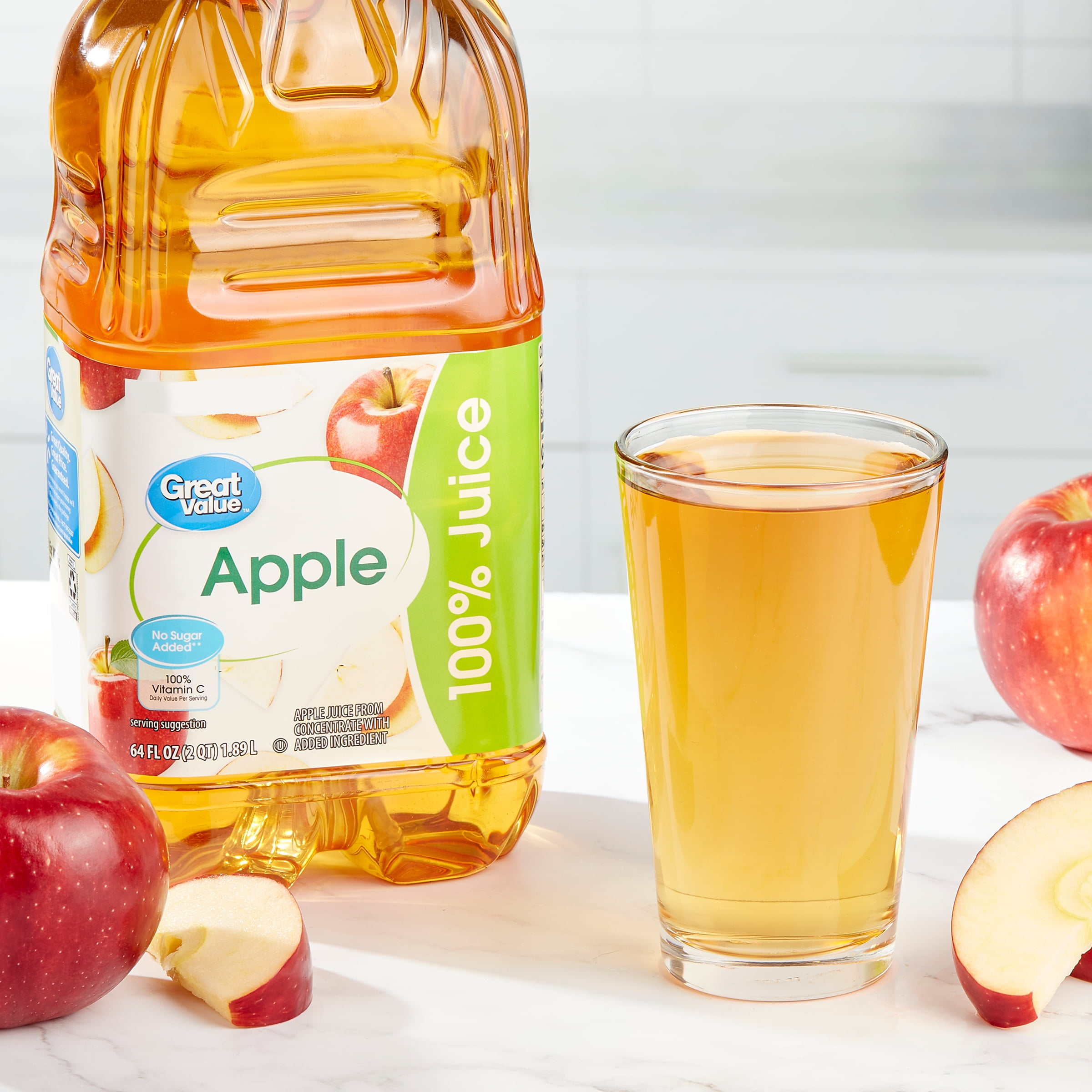Great Value 100% Apple Juice, No Added Sweeteners, Pasteurized (64 fl oz) buwv4