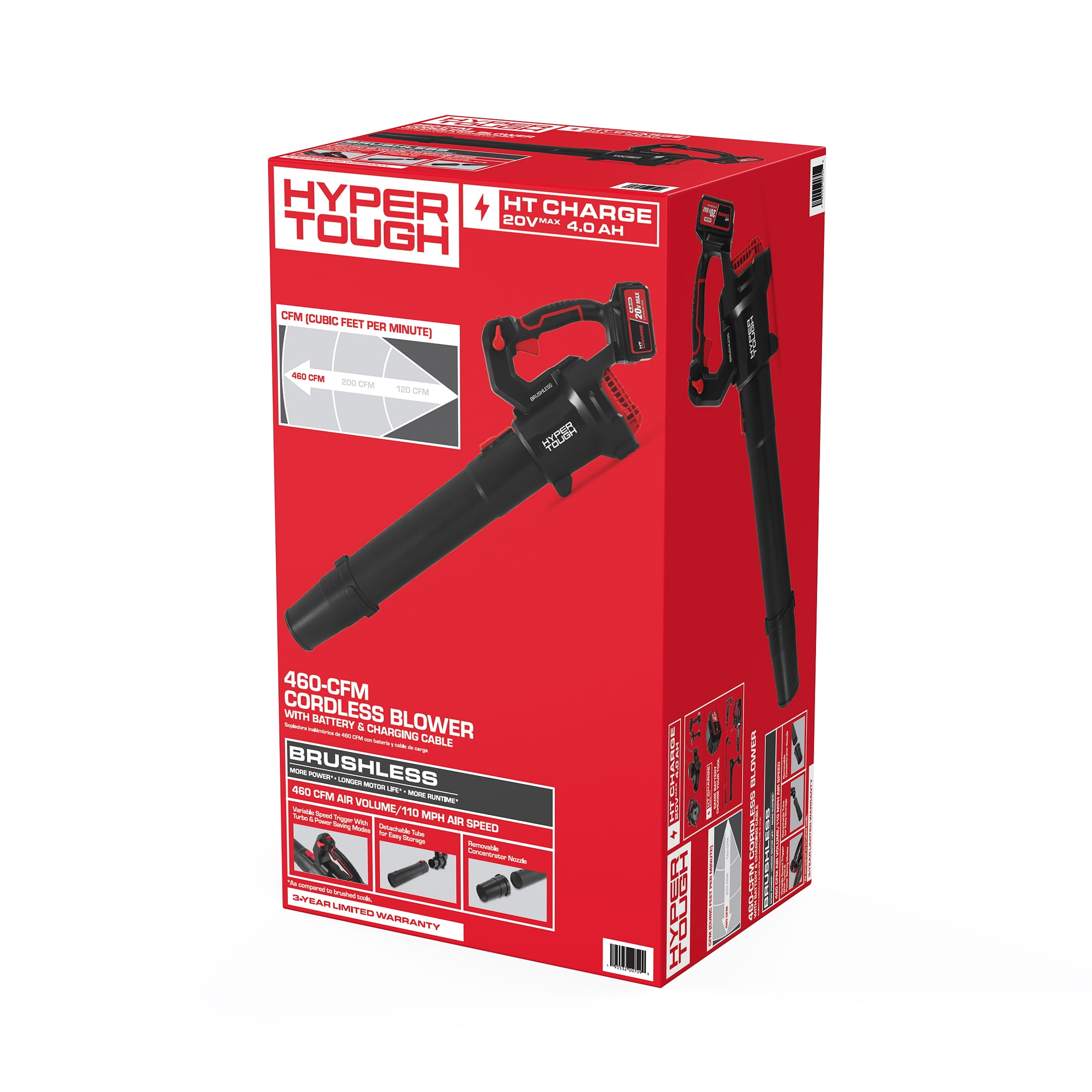 Hyper Tough 20V Brushless Cordless Leaf Blower with 4.0Ah Battery and Charger (460 CFM, 110 MPH) oo192